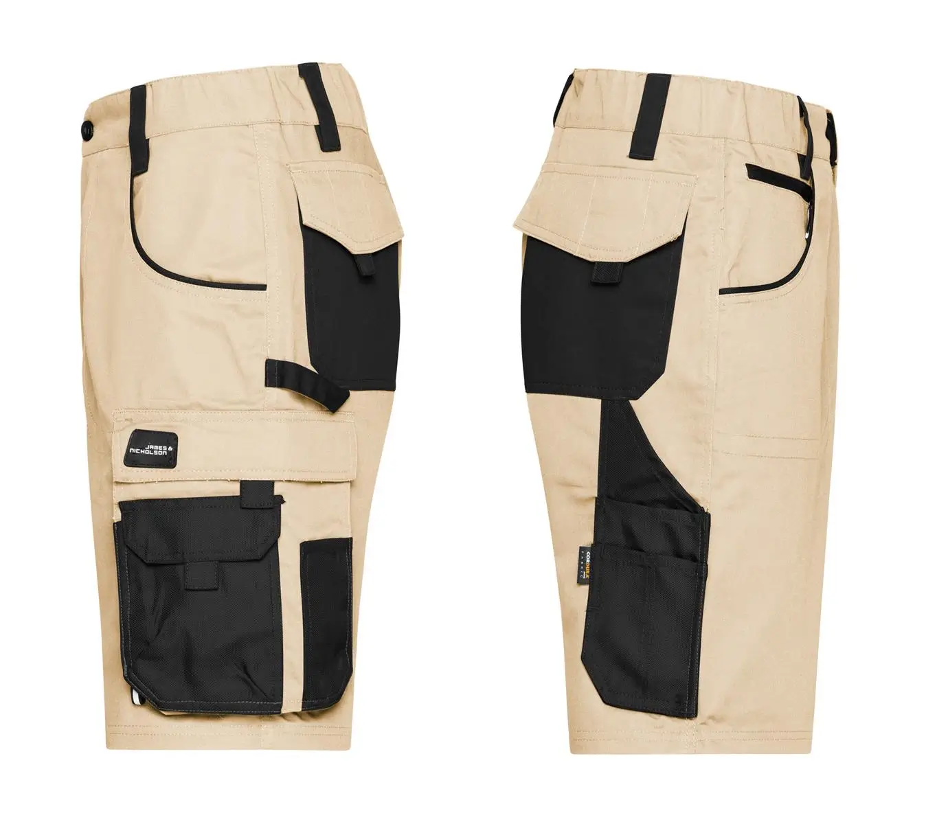 Daiber Arbeitsshorts seitenansicht JN835 beige-schwarz