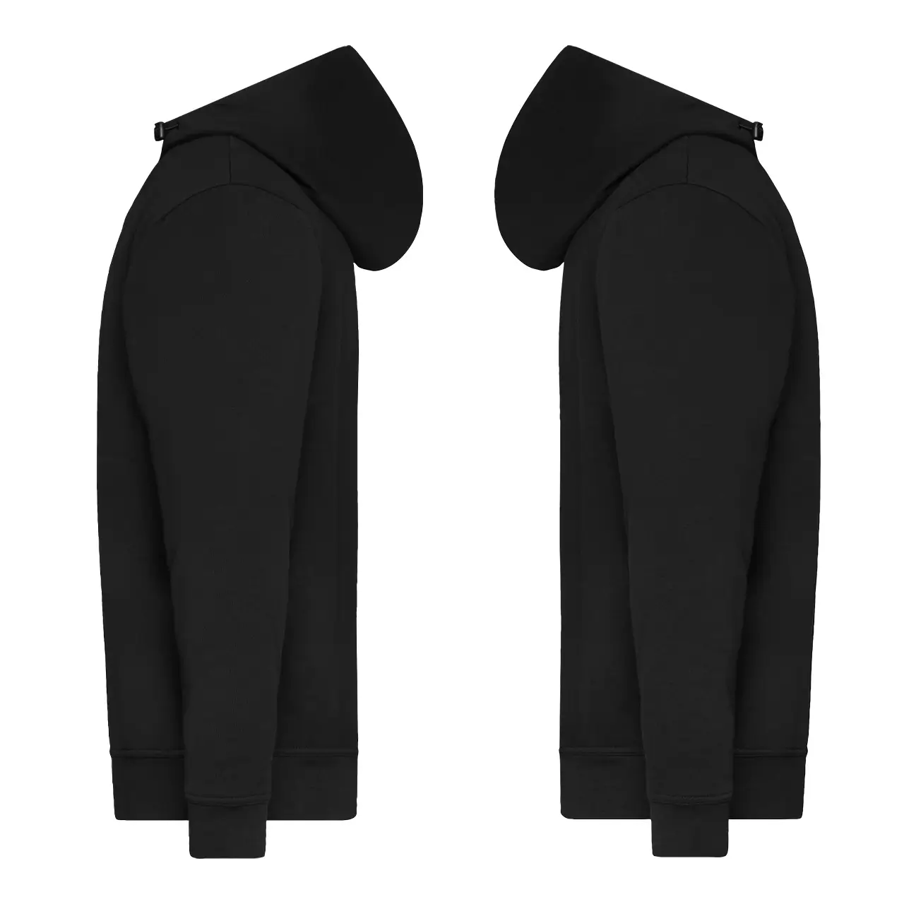 Workwear Kapuzensweatshirt, Daiber JN939 Farbe schwarz, Produktbild Seitenansicht mit linke und rechter Seite vor neutralem Hintergrund