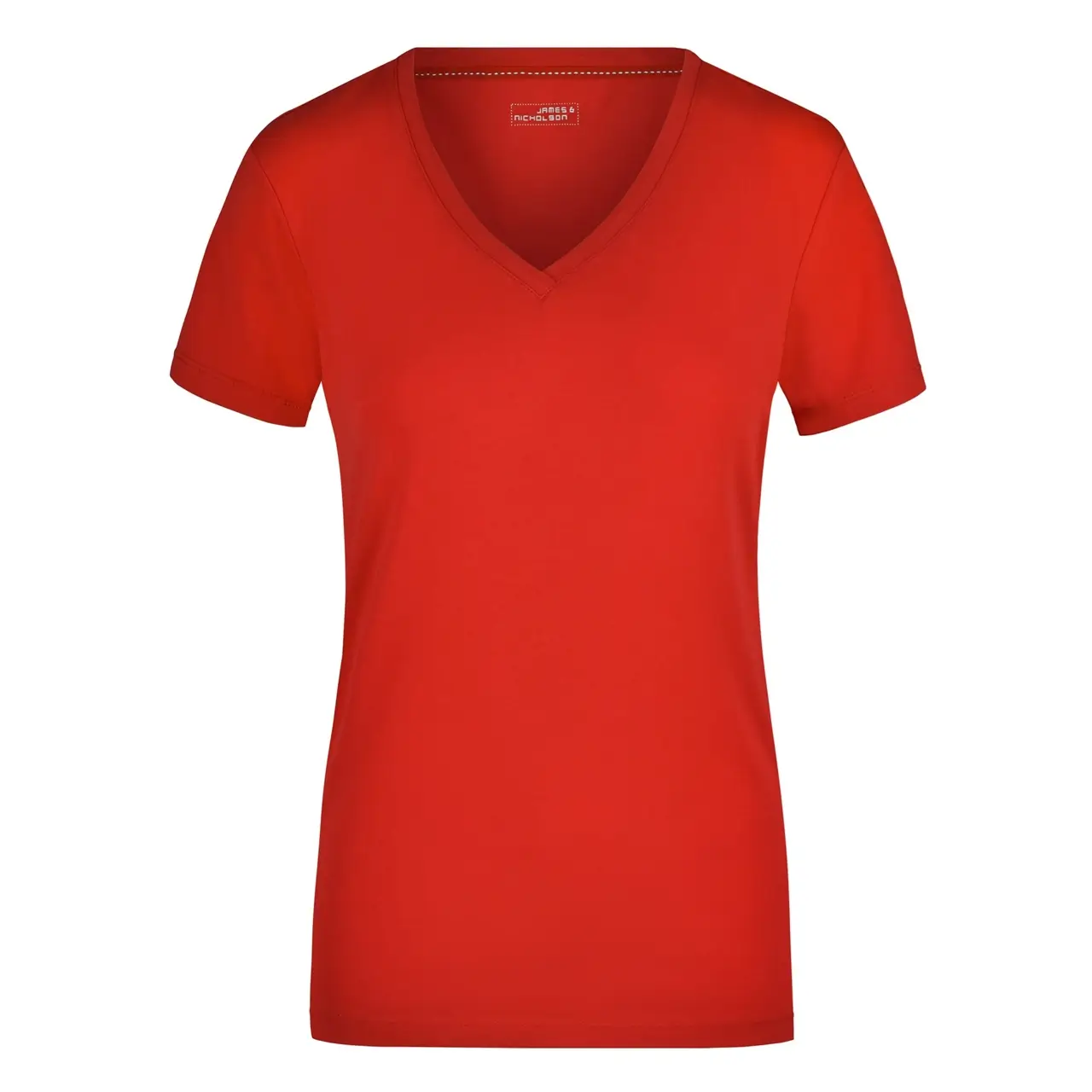 Frontansicht des Daiber JN928 Damenshirts in rot mit V-Ausschnitt, lockerem Sitz und hochwertigem Baumwoll-Elasthan-Mix