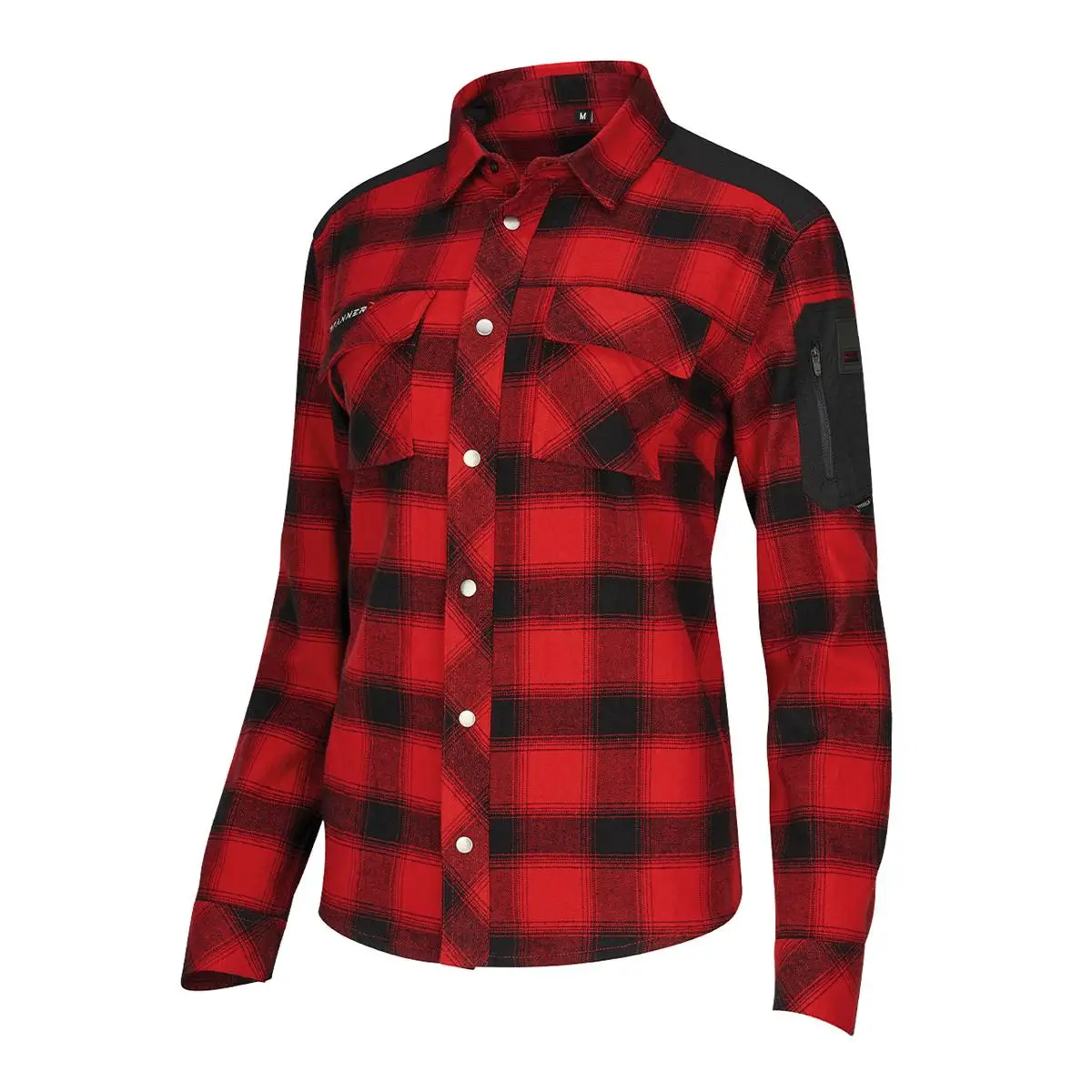 PFANNER Damen Flanellhemd 105451-16 rot-schwarz kariert Seitenansicht rechts