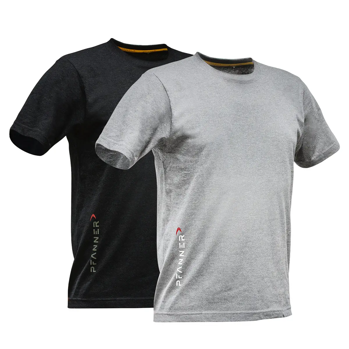 Pfanner T-shirt 2er set grau schwarz, Frontansicht Collage Arbeitskleidung Tshirt herren