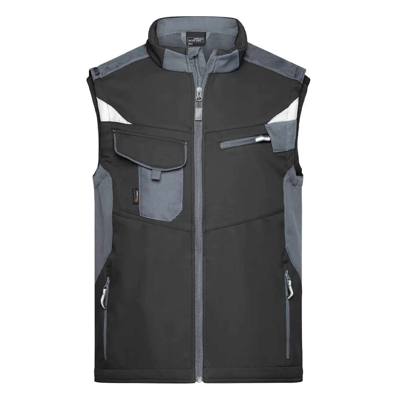 Daiber Arbeitsweste mit Cordura Verstärkung, Unisex für Damen und Herren, JN845 schwarz-carbon, Fronansicht