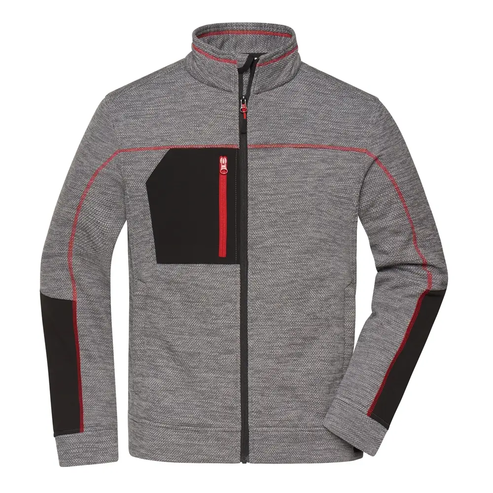 Daiber Strickfleecejacke carbon-schwarz-rot-melange