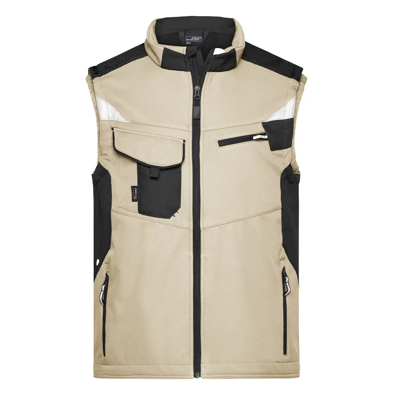 Daiber Arbeitsweste mit Cordura Verstärkung, Unisex für Damen und Herren, JN845 stone-schwarz, Fronansicht