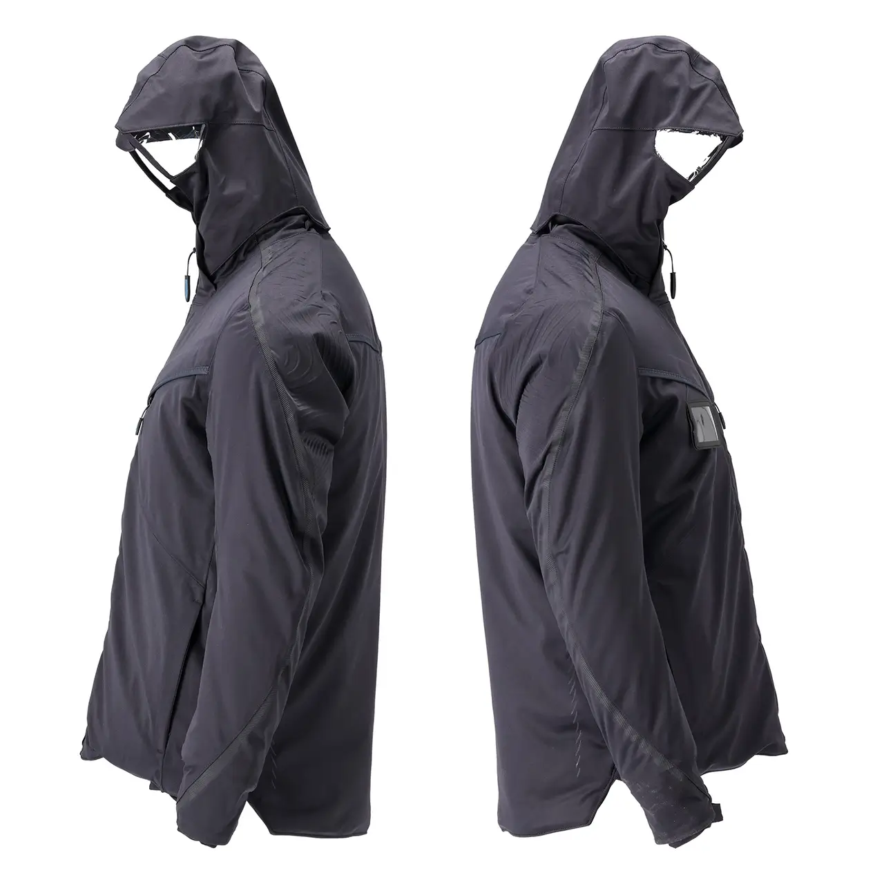 Winterjacke schwarzblau mit Kapuze für den Winter, 22035-657-010, seitenansicht, linke und rechte, Mascot Produktlinie Customized