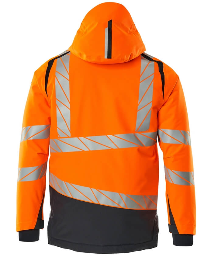 Warnschutz Winterjacke herren orange-schwarzblau