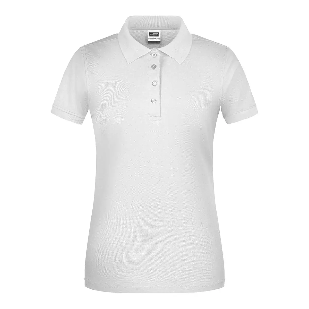 Arbeits Poloshirt Damen, strapazierfähig Daiber JN873, Farbe weiß, Vorderansicht hinter weissen Hintergrund