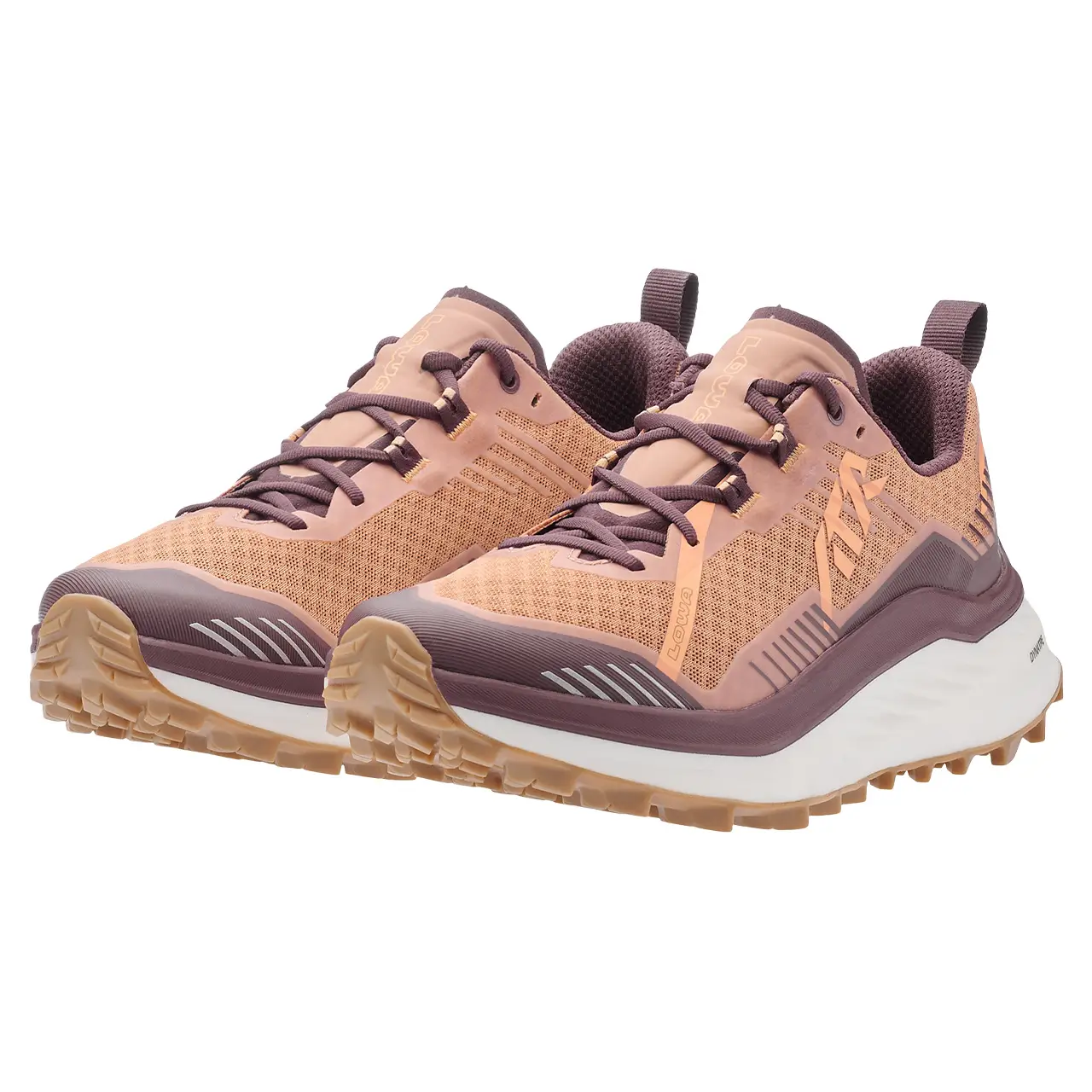 Damen Trailrunning Schuhe, Lowa skyterra Ws, Farbe bordeaux-ton, frontseite leicht seitlich gedreht, mit hervorragende Rebound-Eigenschaften.