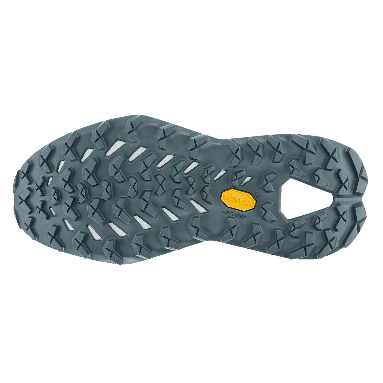 Laufsohle von Lowa Trailrunningschuh Model Skyterra Ws in blau, mit griffige Vibram Außensohle mit 4,5 mm Stollentiefe.