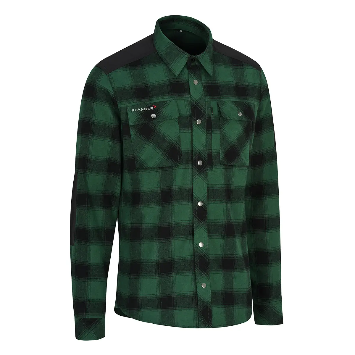 Flanell Hemd grün-schwarz kariert Pfanner 105450-77 Seitennsicht vorne rechts