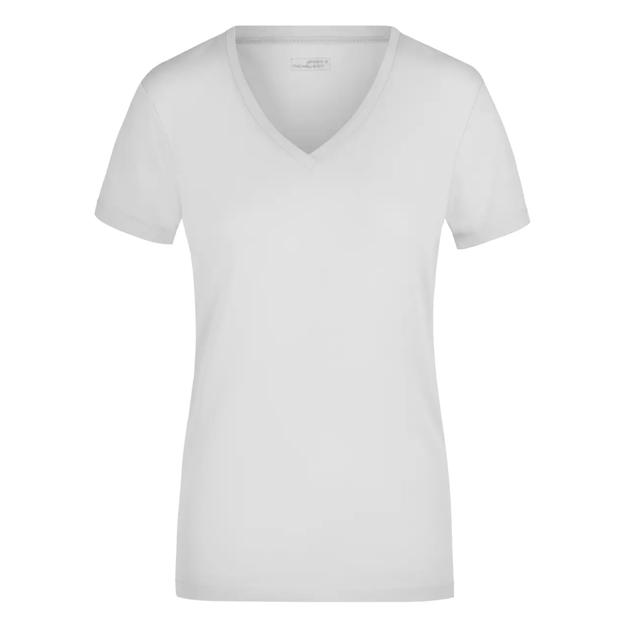 Frontansicht des Daiber JN928 Damenshirts in weiß mit V-Ausschnitt, lockerem Sitz und hochwertigem Baumwoll-Elasthan-Mix
