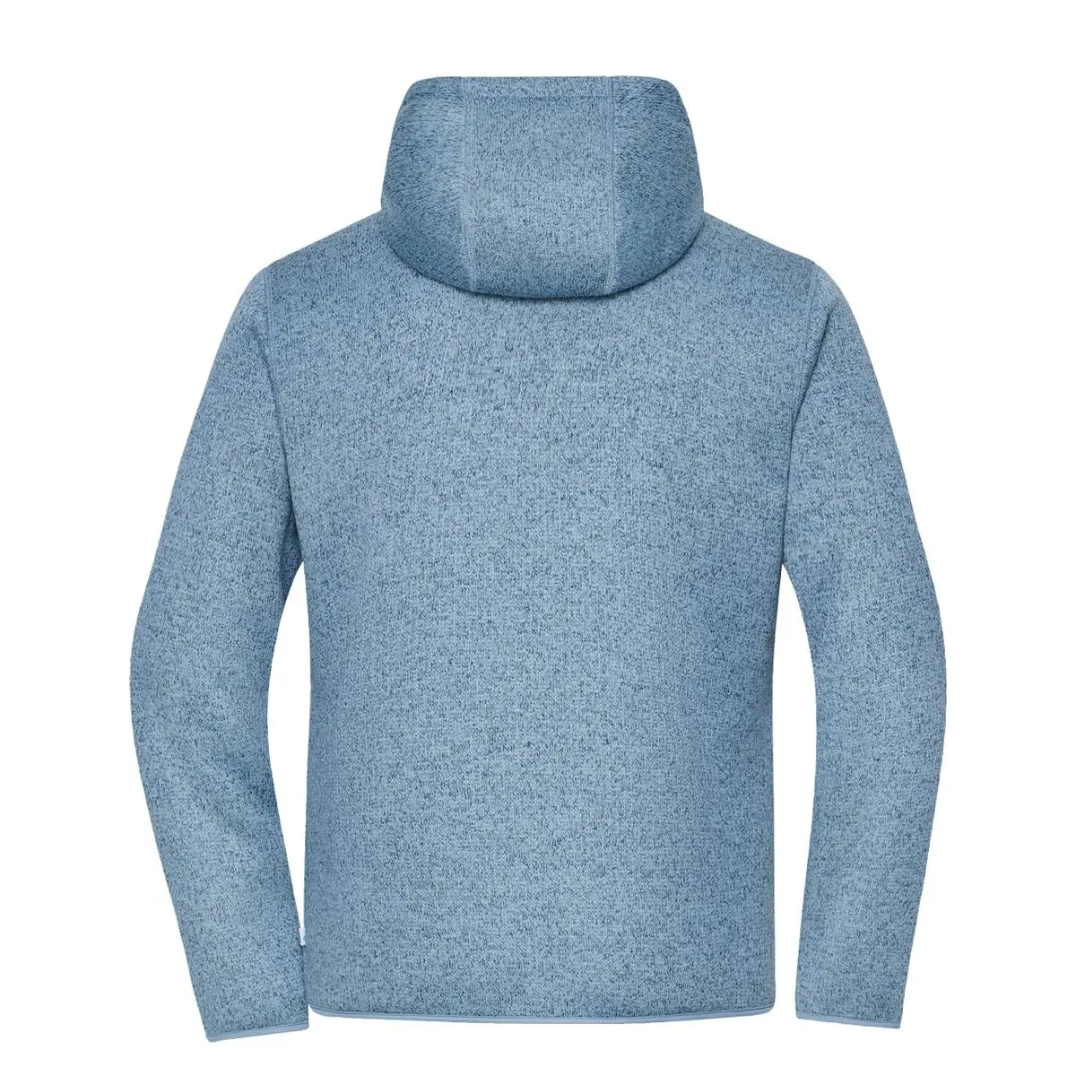 Daiber Workwear Strick-Fleecejacke JN1874 in steel-blue-melange Rückenansicht mit Kapuze