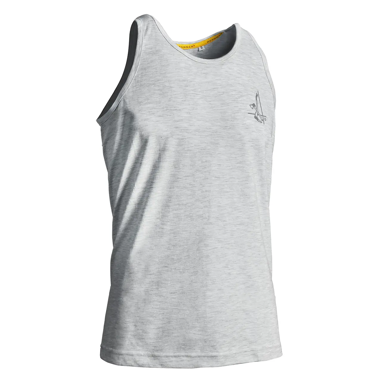 PFANNER Tanktop Frontansicht in hellgrau mit Holzer Logo auf Brust