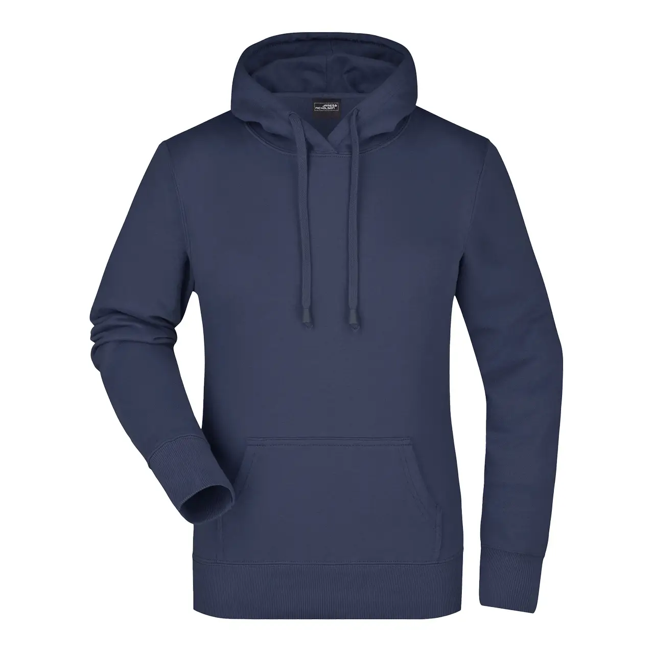 Damen Kapuzensweatshirt Daiber Slim Fit Vorderansicht, Kängurutasche, Kapuze, Farbe navy