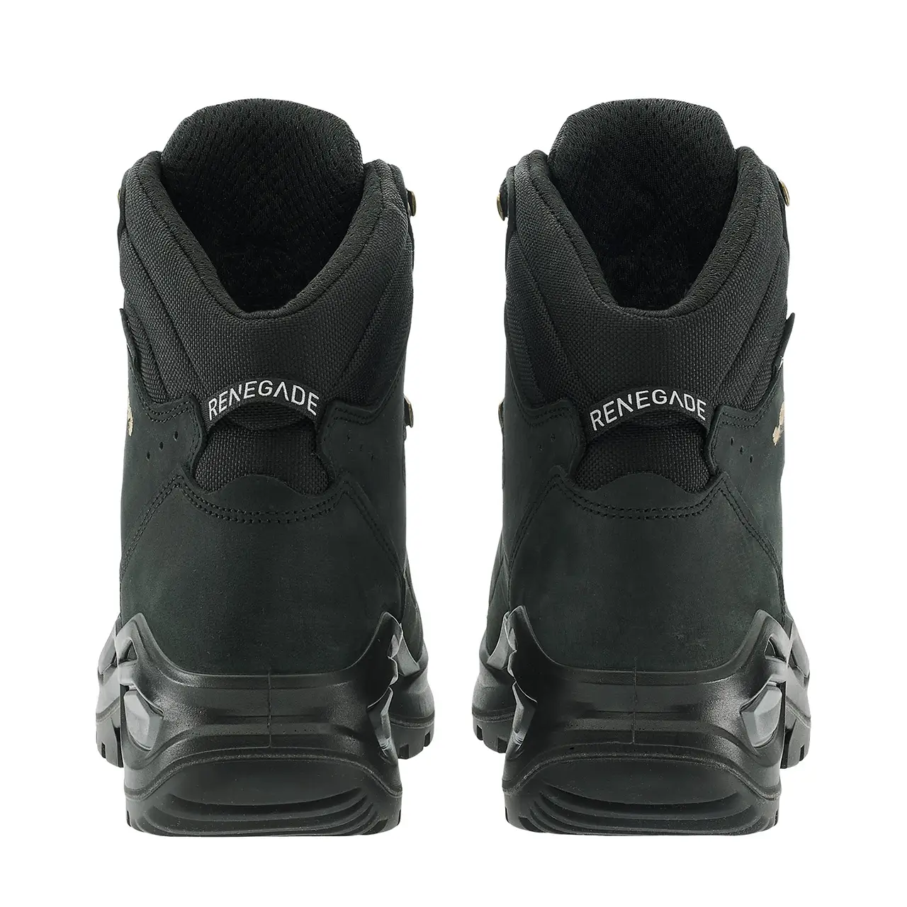 LOWA Renegade EVO GTX MID Ws Damen Wanderschuhe schwarz mit Champagner-Akzenten, Paaransicht von hinten