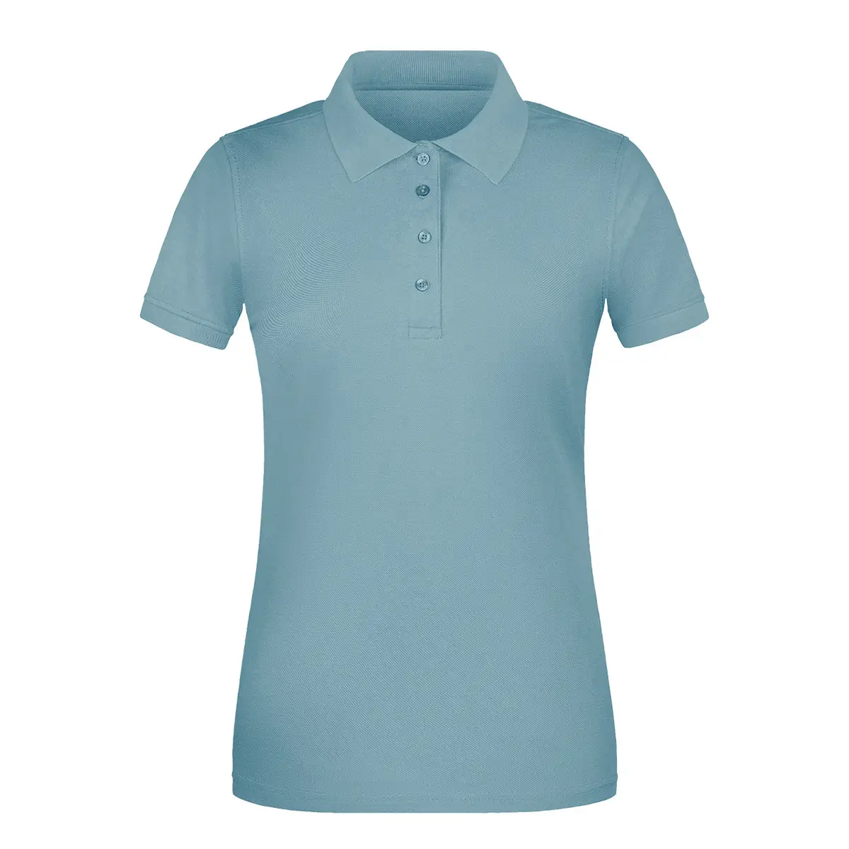 Arbeits Poloshirt Damen, strapazierfähig Daiber JN873, Farbe stahlblau, Vorderansicht hinter weissen Hintergrund