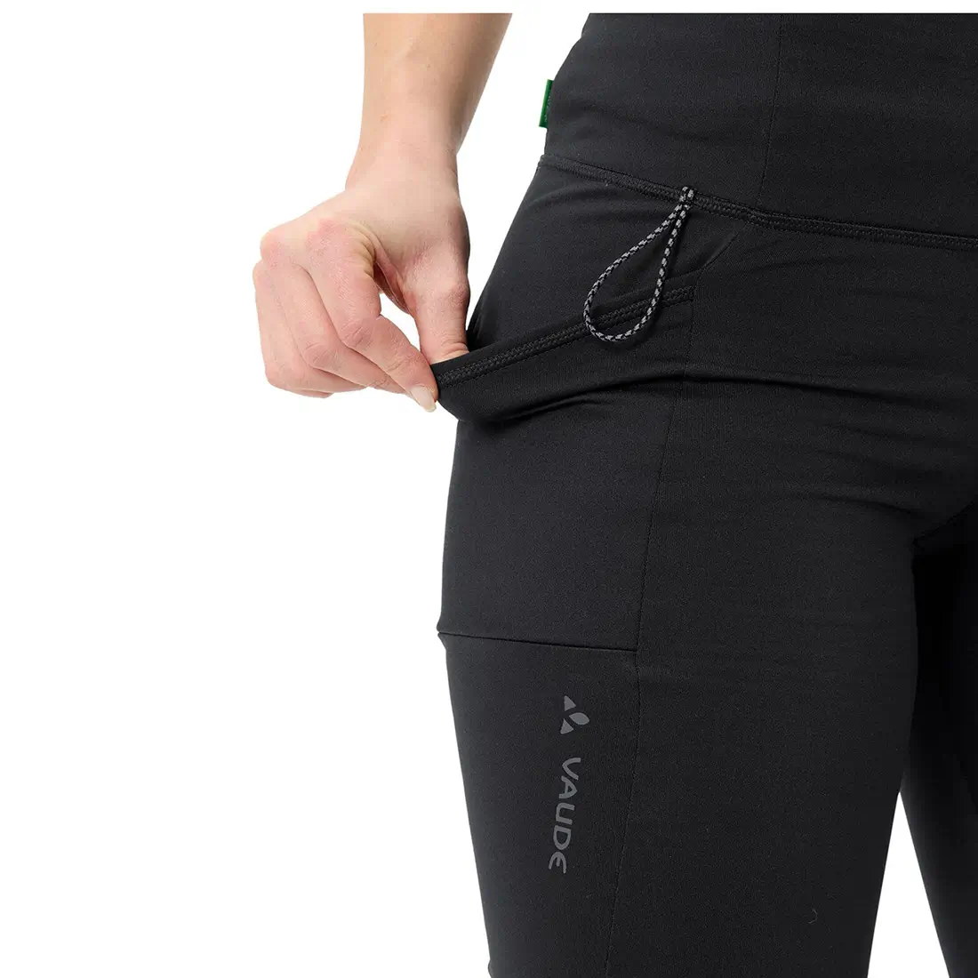 VAUDE Damen Winterleggings Neyland black – Detailansicht der Seitentasche