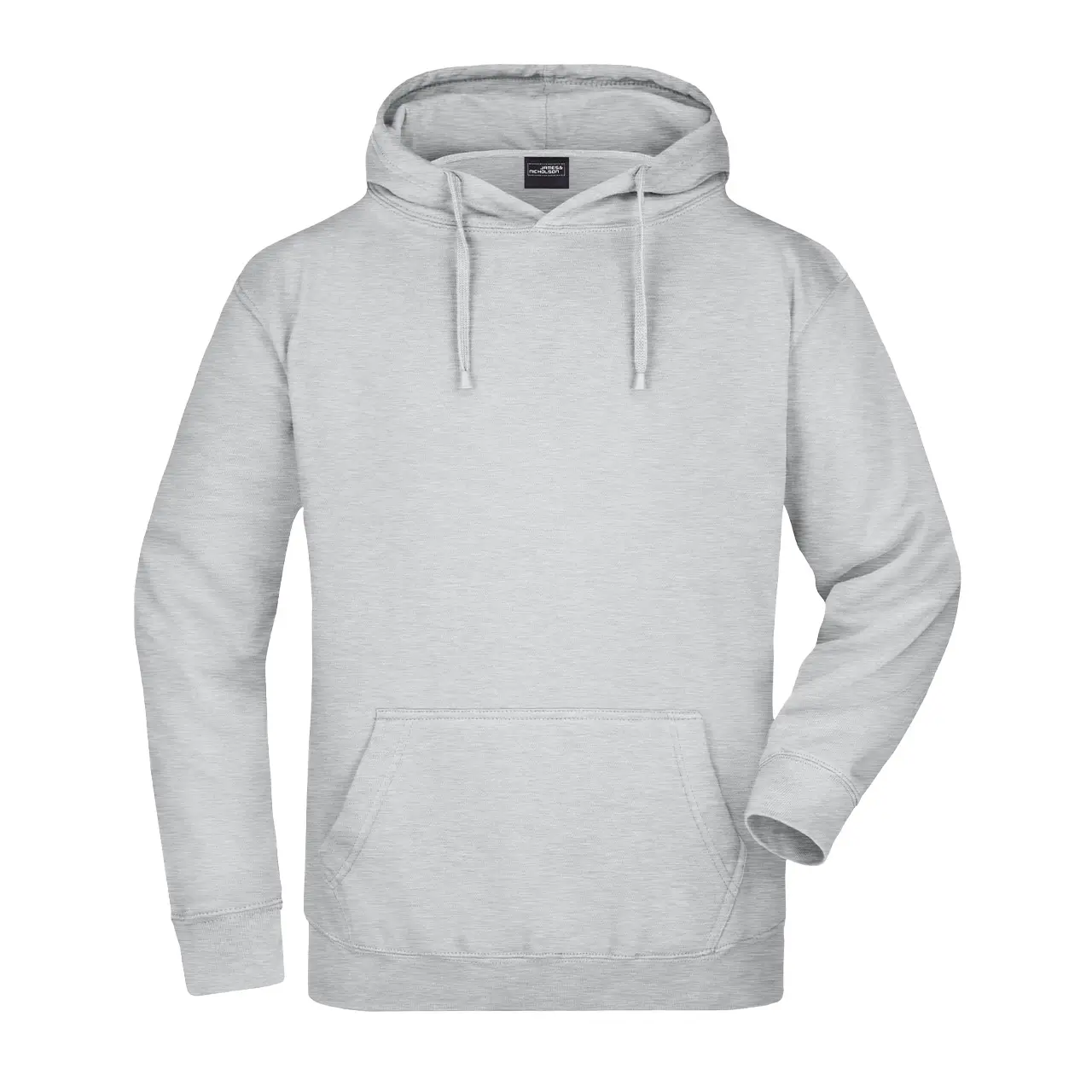 Herren Kapuzensweatshirt Daiber jn047 Farbe hellgrau, vordere Ansicht, klassisches Design mit Kängurutasche und elastischen Bündchen