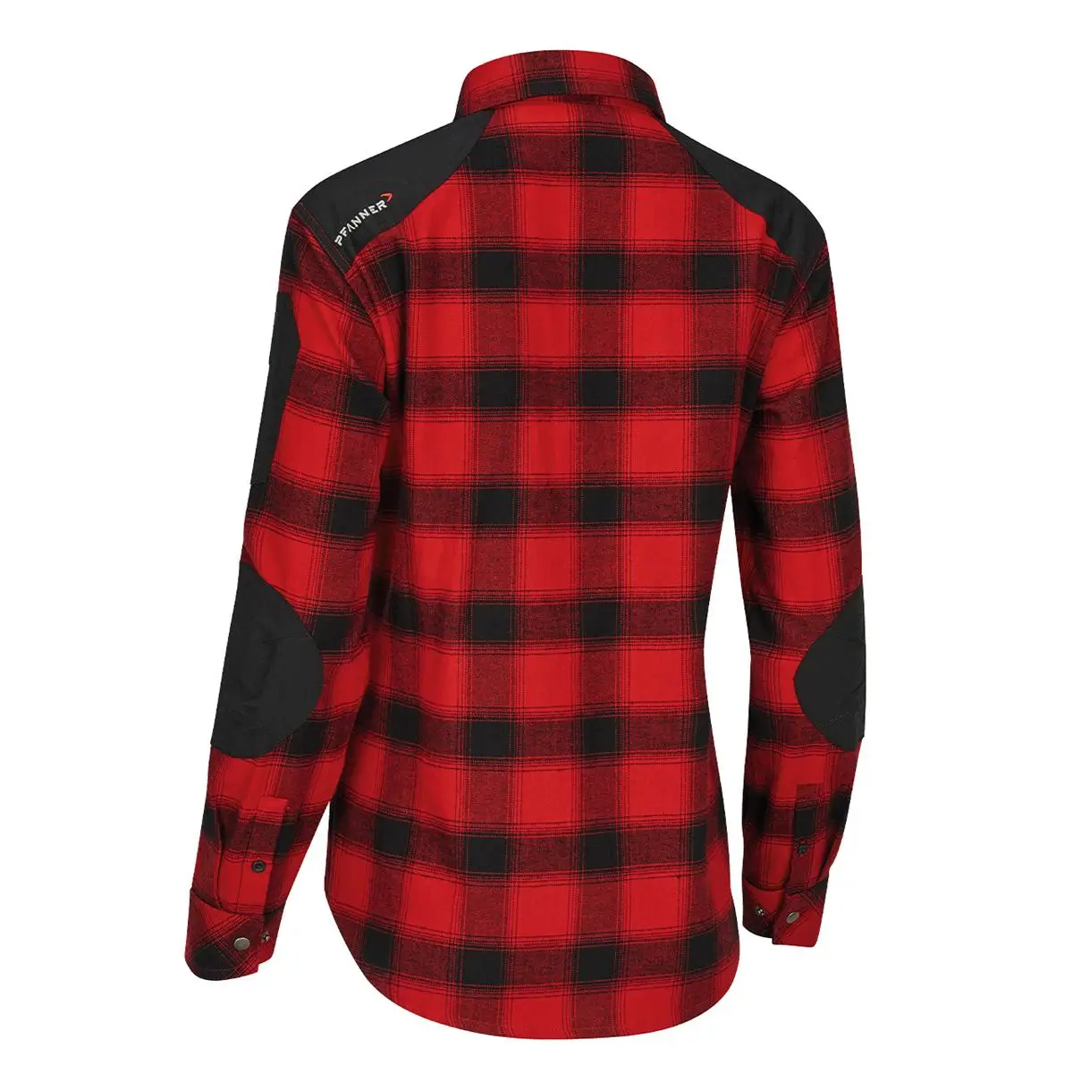 PFANNER Damen Flanellhemd 105451-16 rot-schwarz kariert Seitenansicht hinten links