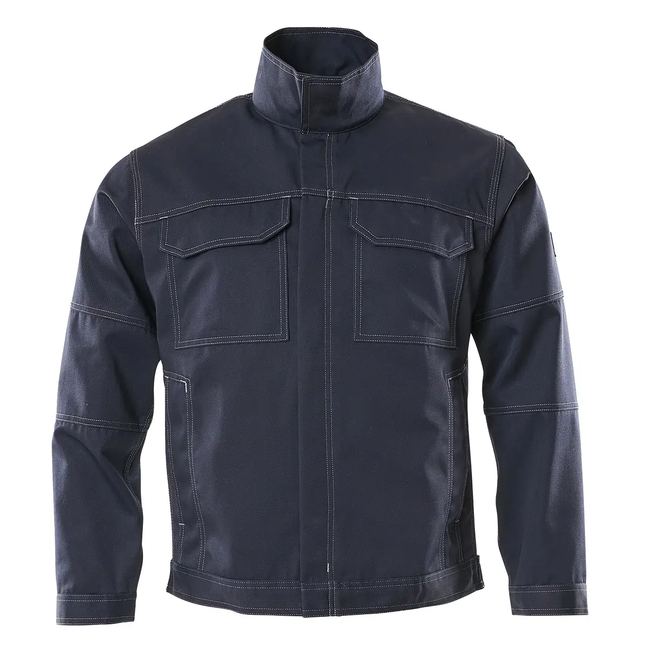 Arbeitsjacke dunkelblau mit Stehkragen, frontansicht,  Artikel Mascot Rockford, 105059-422-010
