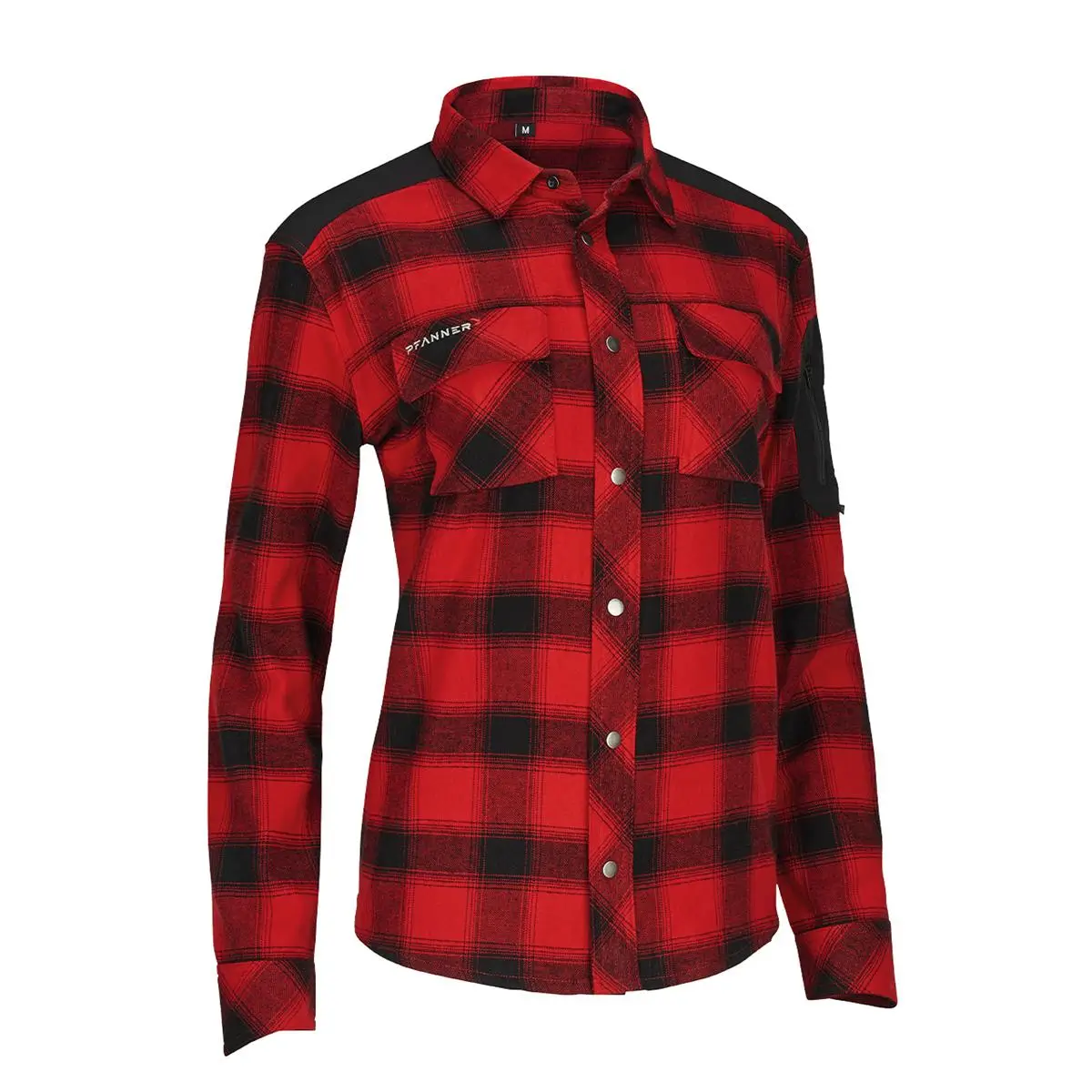 PFANNER Damen Flanellhemd 105451-16 rot-schwarz kariert Seitenansicht links