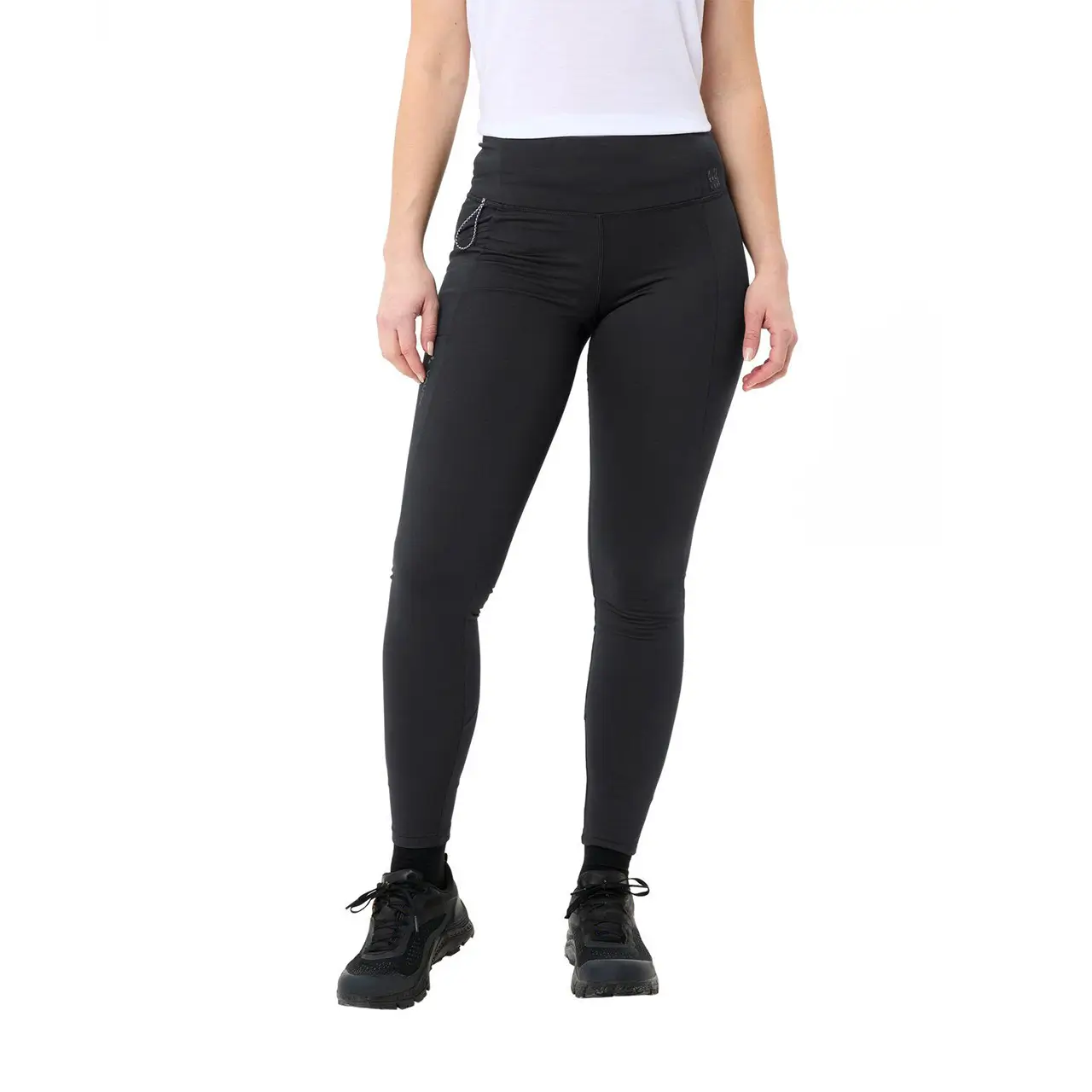 VAUDE Damen Winterleggings Neyland schwarz – getragen in der Vorderansicht