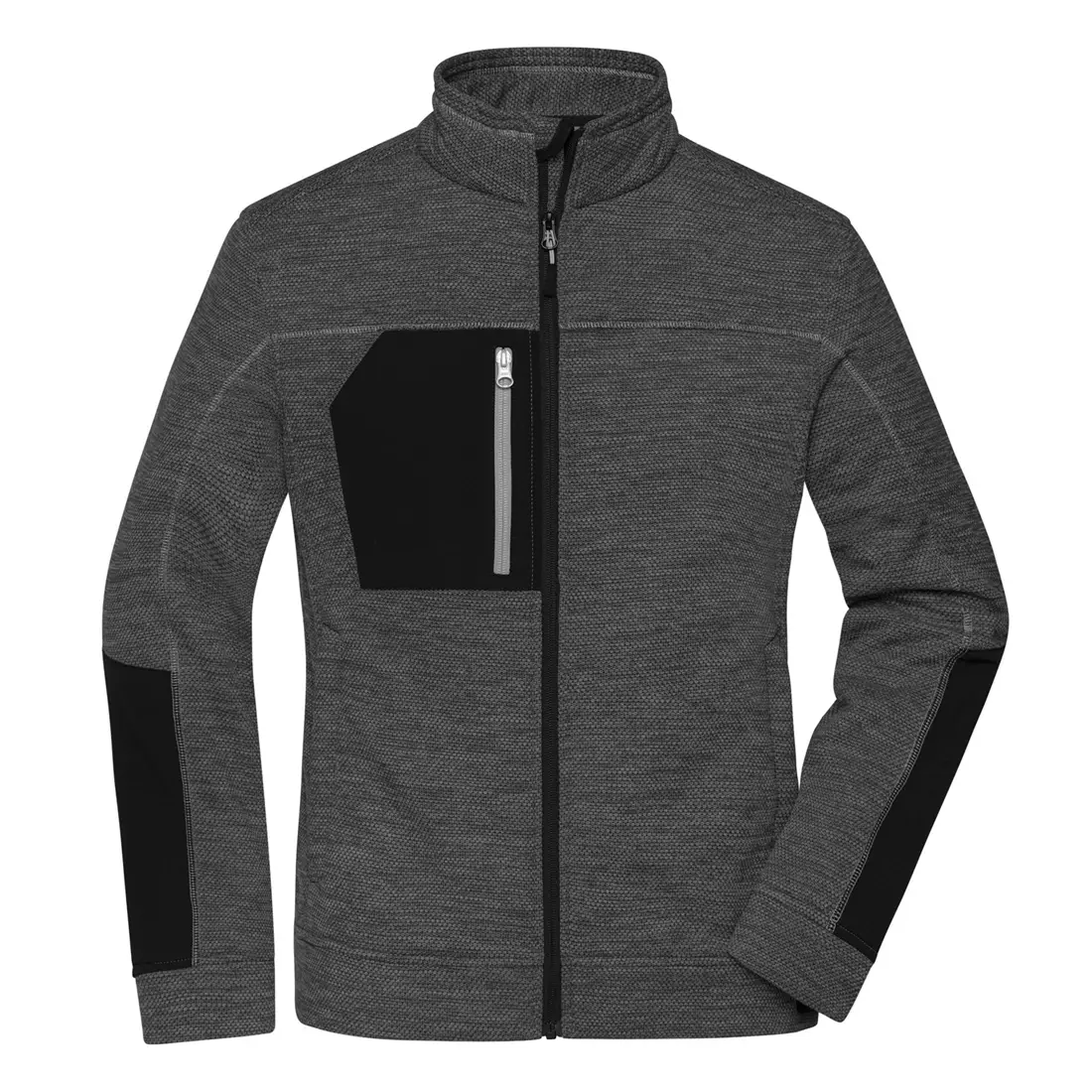 Strickfleece Jacke Damen dukkelgrau-melange/schwarz