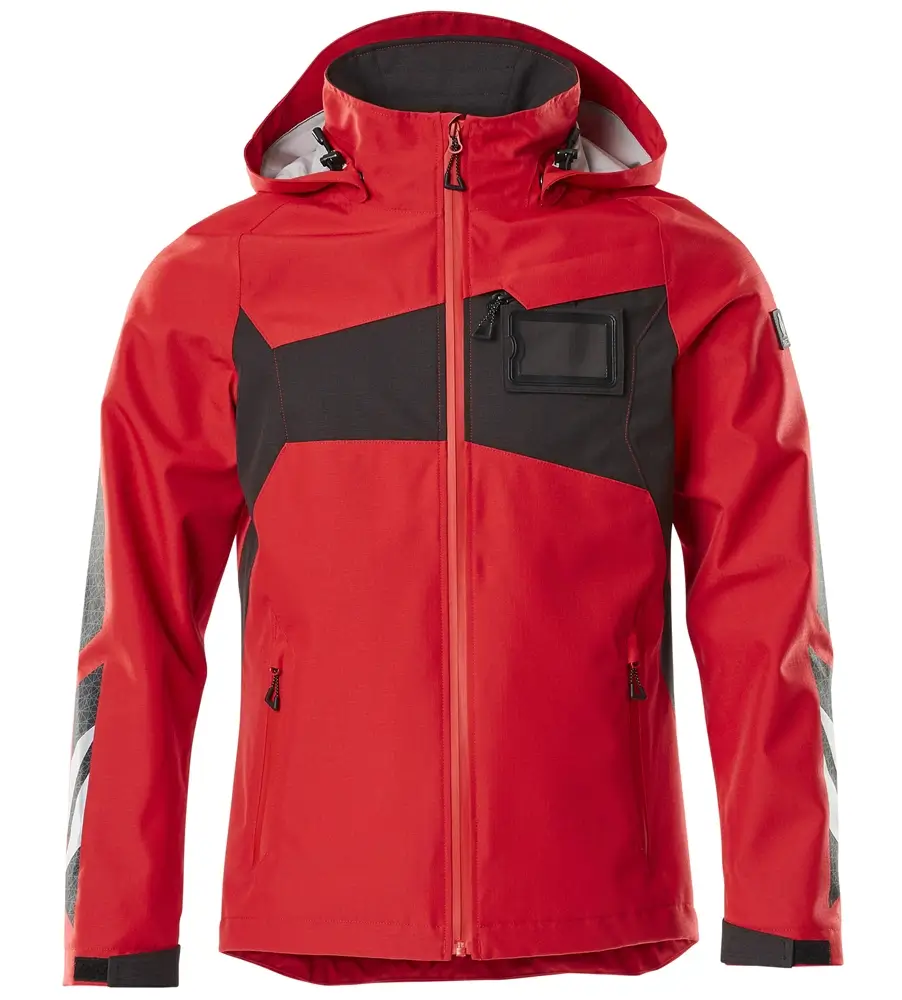 Mascot Hardshell Jacke Herren rot-schwarz – wind- und wasserdichte Arbeitsjacke mit Kapuze und Reflexdetails