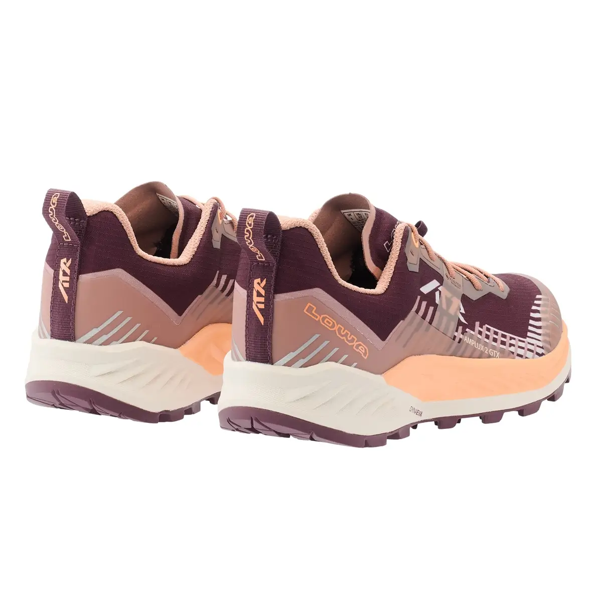 Trailrunning Schuh für Damen in bordeauxrot ansicht hinten seitlich Lowa Amplux2 GTX 321685