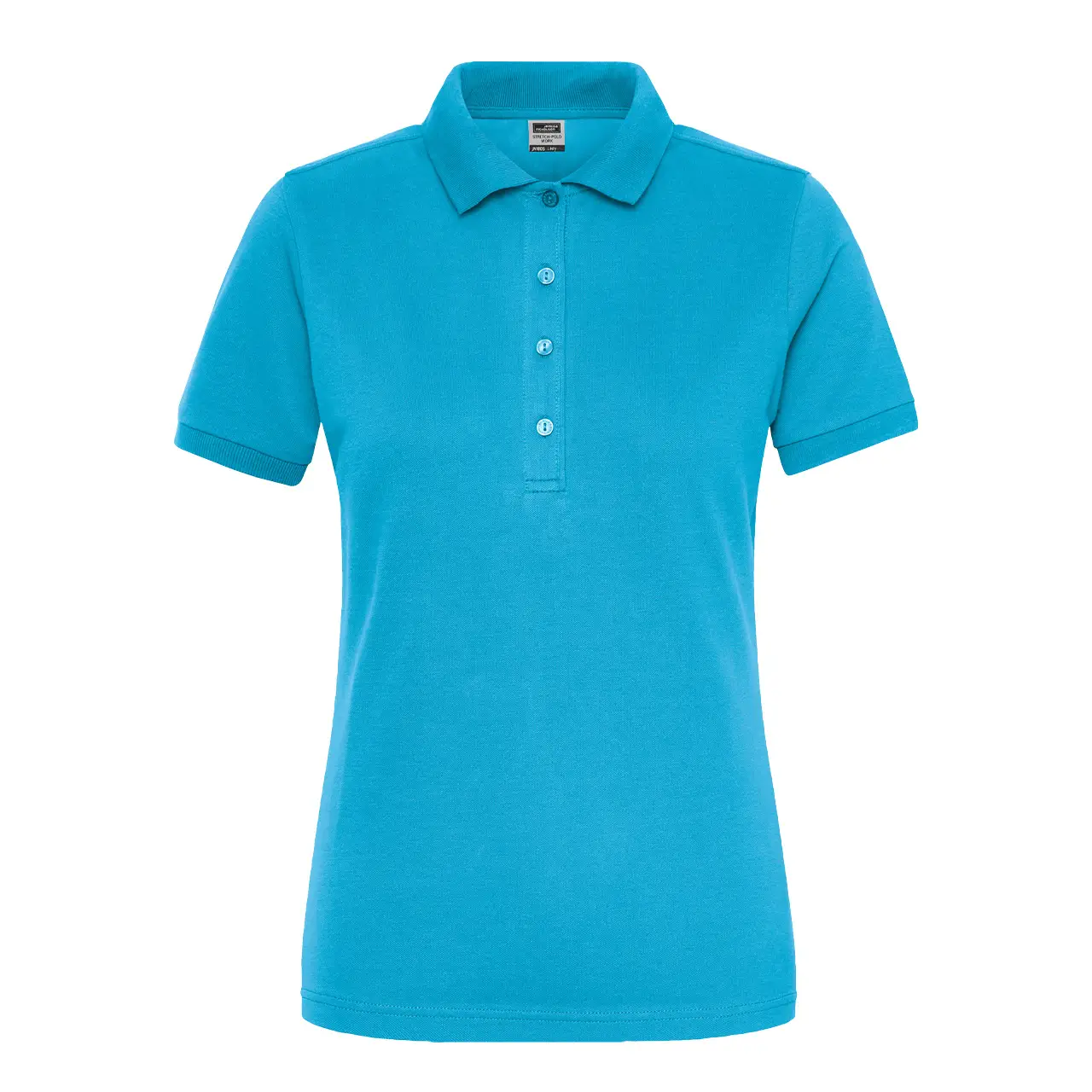 Damen Workwear Poloshirt Daiber JN1805 türkis, Vorderansicht, kurzarm, tailliert, Bio-Baumwolle