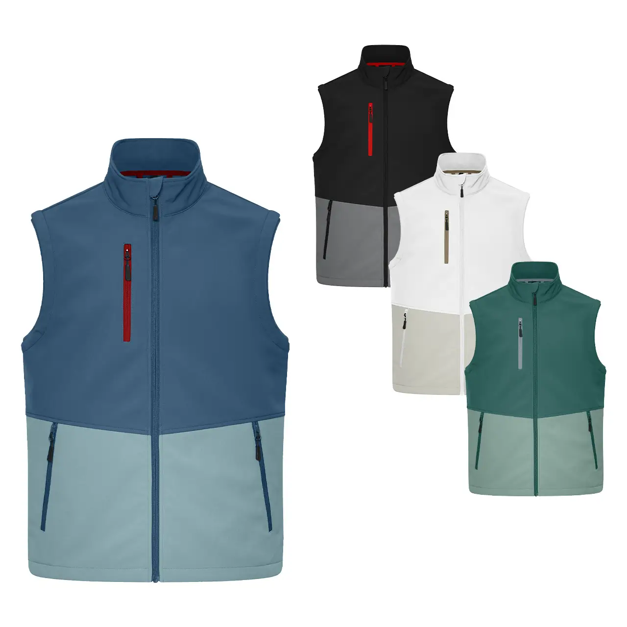 Daiber JN1888 Workwear Softshellweste Unisex in Black/Metal Grey, Deep Blue/Steel Blue, Industrial Green/Foggy Green und White/Cement