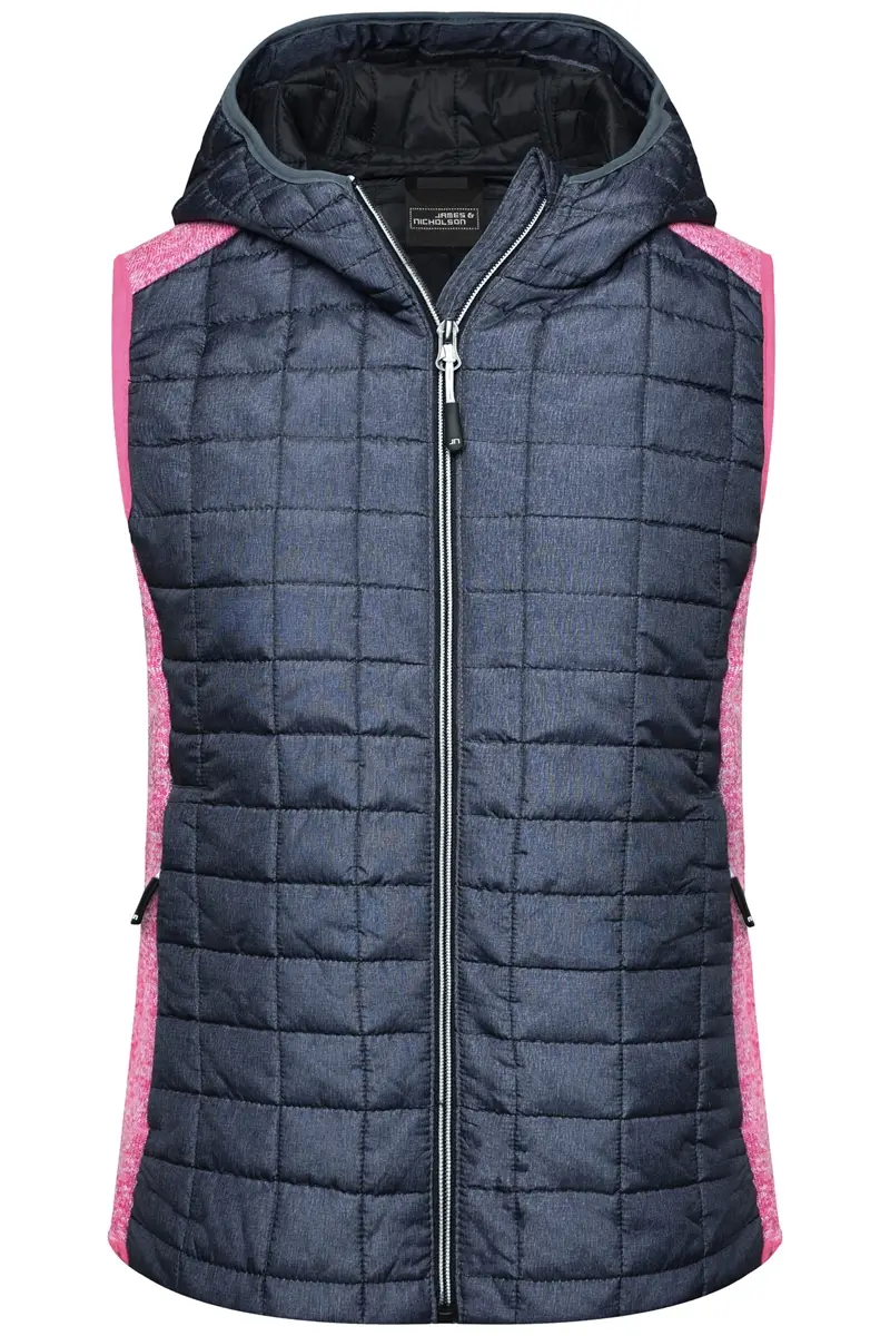 Damen Weste mit fester Kapuze pink-melange JN767