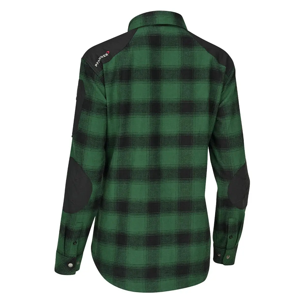 PFANNER Damen Flanellhemd 105451-77 gruen-schwarz kariert Seitenansicht hinten links