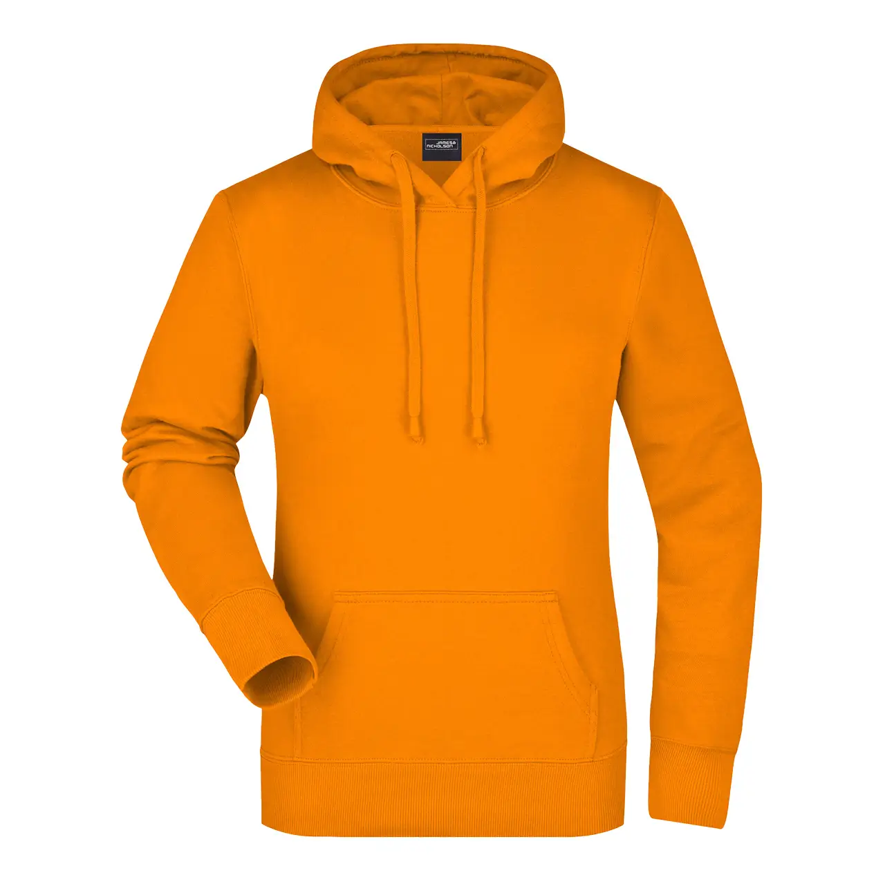 Damen Kapuzensweatshirt Daiber Slim Fit Vorderansicht, Kängurutasche, Kapuze, Farbe orange