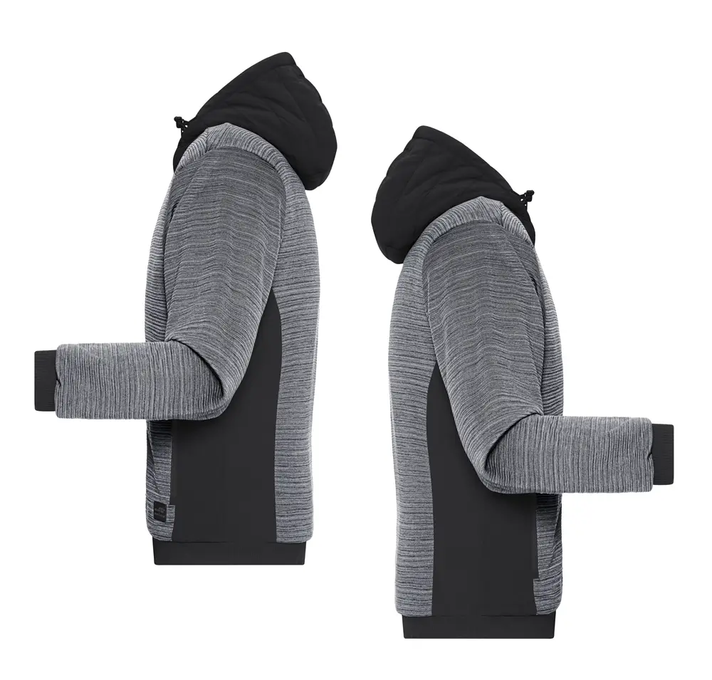 Kapuzen Fleecejacke Herren carbon melange-schwarz ansicht seite