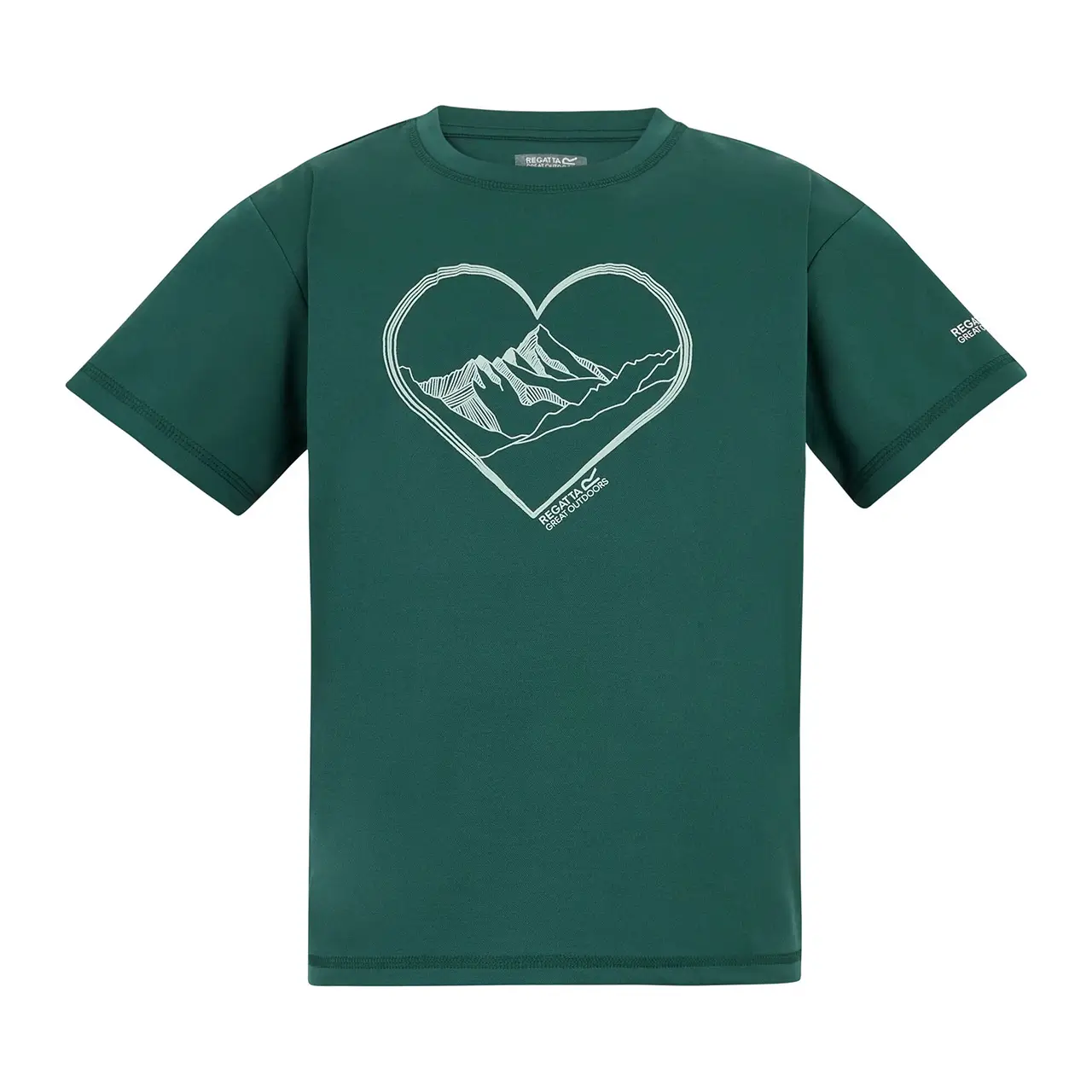 Mädchen T-Shirt, Modell Aria, dunkelgrün Vorderansicht, schnell trocknend, Grafikdruck