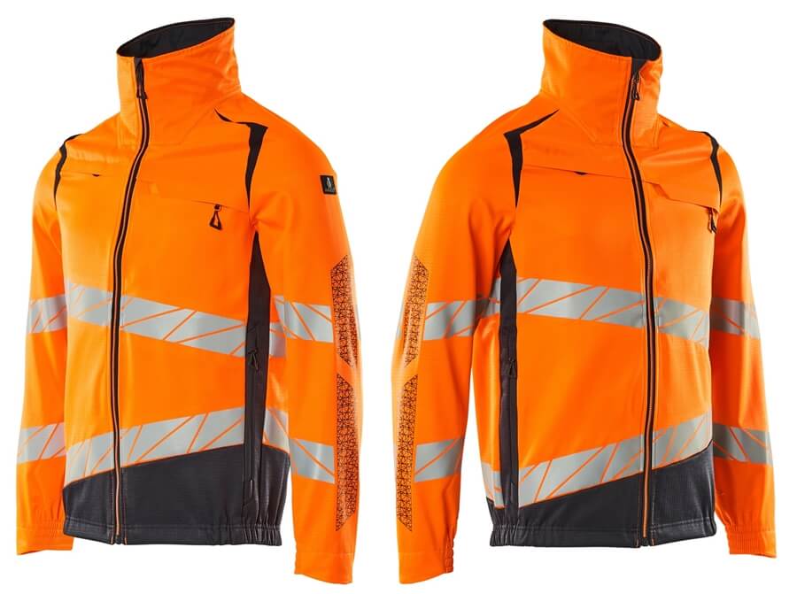 Warnschutzjacke Stretch Zones orange-dunkelblau ansicht seite
