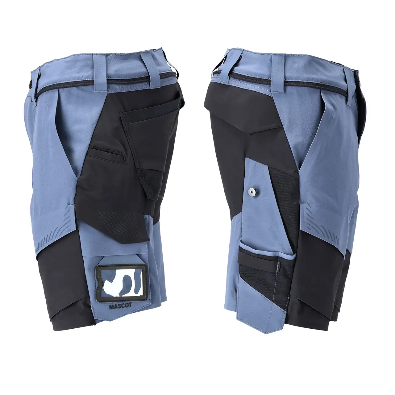 Mascot Arbeitsshorts Customized Ultimate Stretch, Farbe steinblau-schwarzblau, für Herren, seitenansicht, Artikelnummer 22149-605-85010
