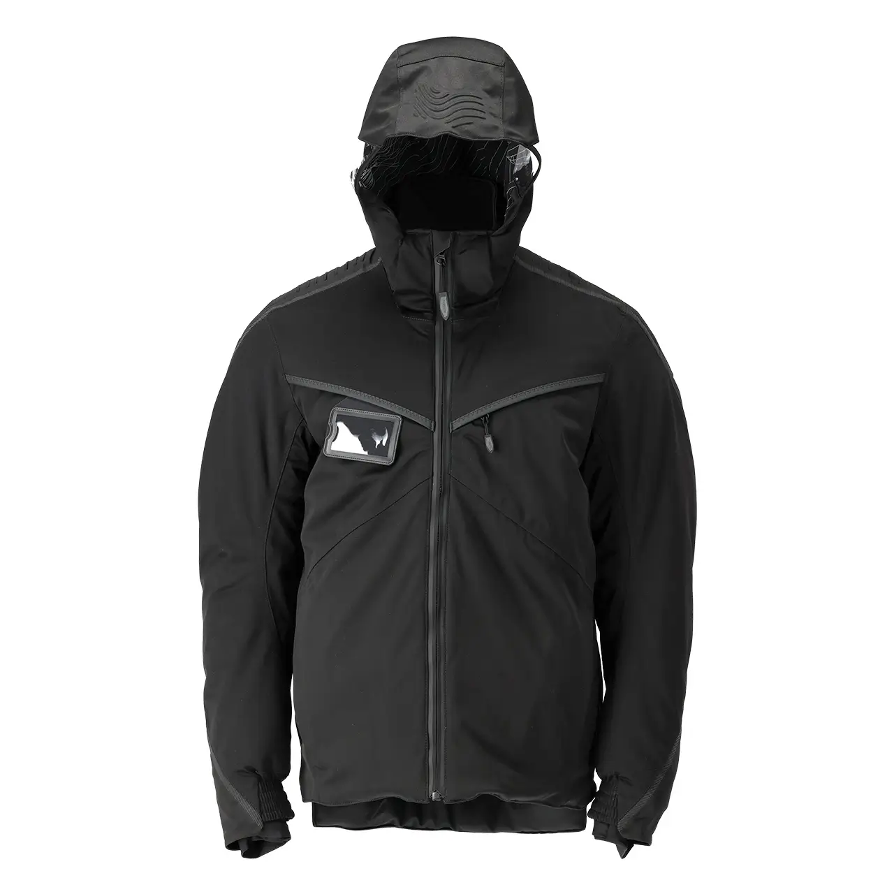 Mascot Winterjacke, Arbeitsjacke mit Kapuze für den Winter, 22035-657-09, Vorderansicht, schwarz, Produktlinie Customized, wind- und wasserdicht