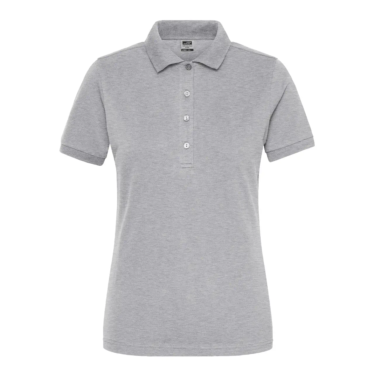 Damen Workwear Poloshirt Daiber JN1805 hellgrau, Vorderansicht, kurzarm, tailliert, Bio-Baumwolle