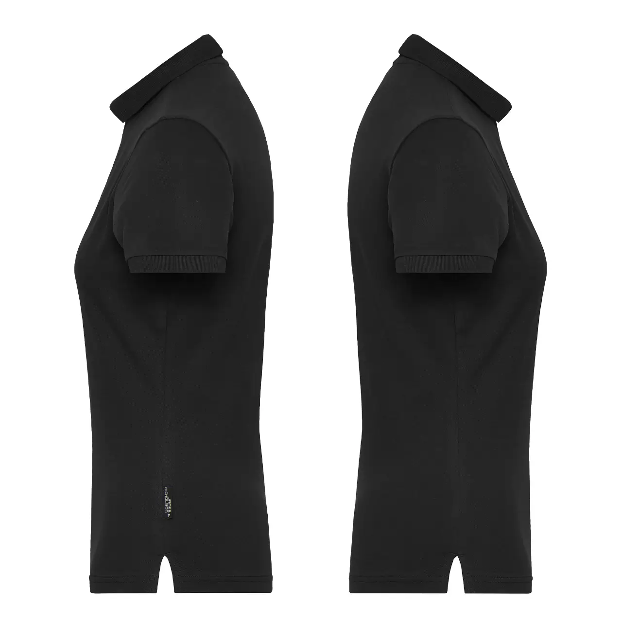 Damen Workwear Poloshirt Daiber JN1805 schwarz, Seitenansicht links und rechts, kurzarm, tailliert, Bio-Baumwolle