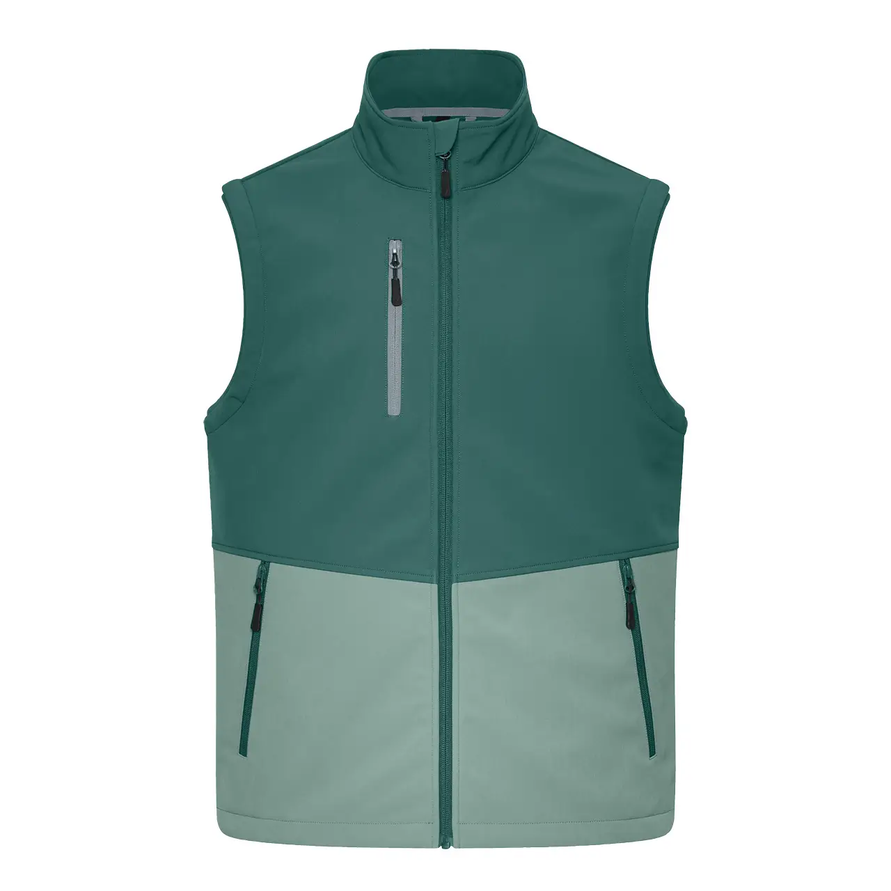 Daiber Workwear Softshellweste JN1888 in industrial-green/foggy-green Vorderansicht für Damen und Herren