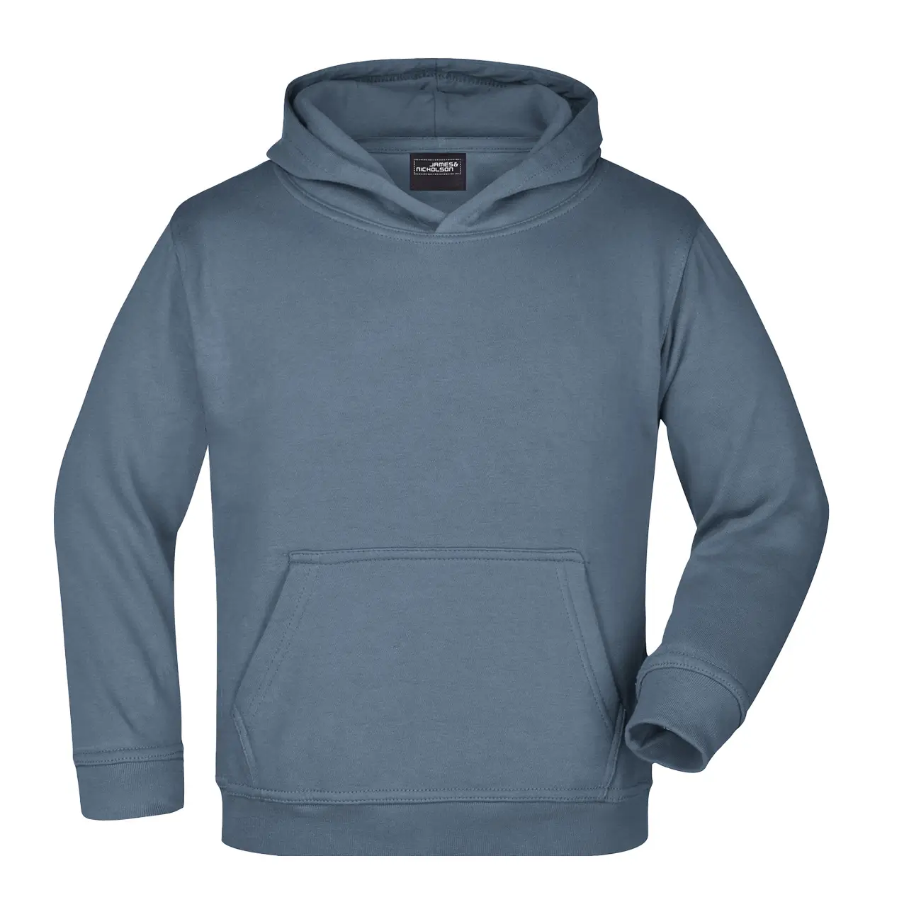 Kinder Kapuzenpullover Vorderansicht – kuscheliger Kapuzensweat, Farbe carbon, Für Schule und Freizeit, Daiber jn047k