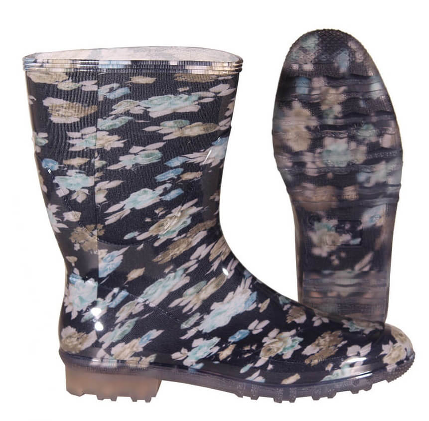 G&G Gummistiefel Lina Basso Tubolare schwarz/blau-blumen