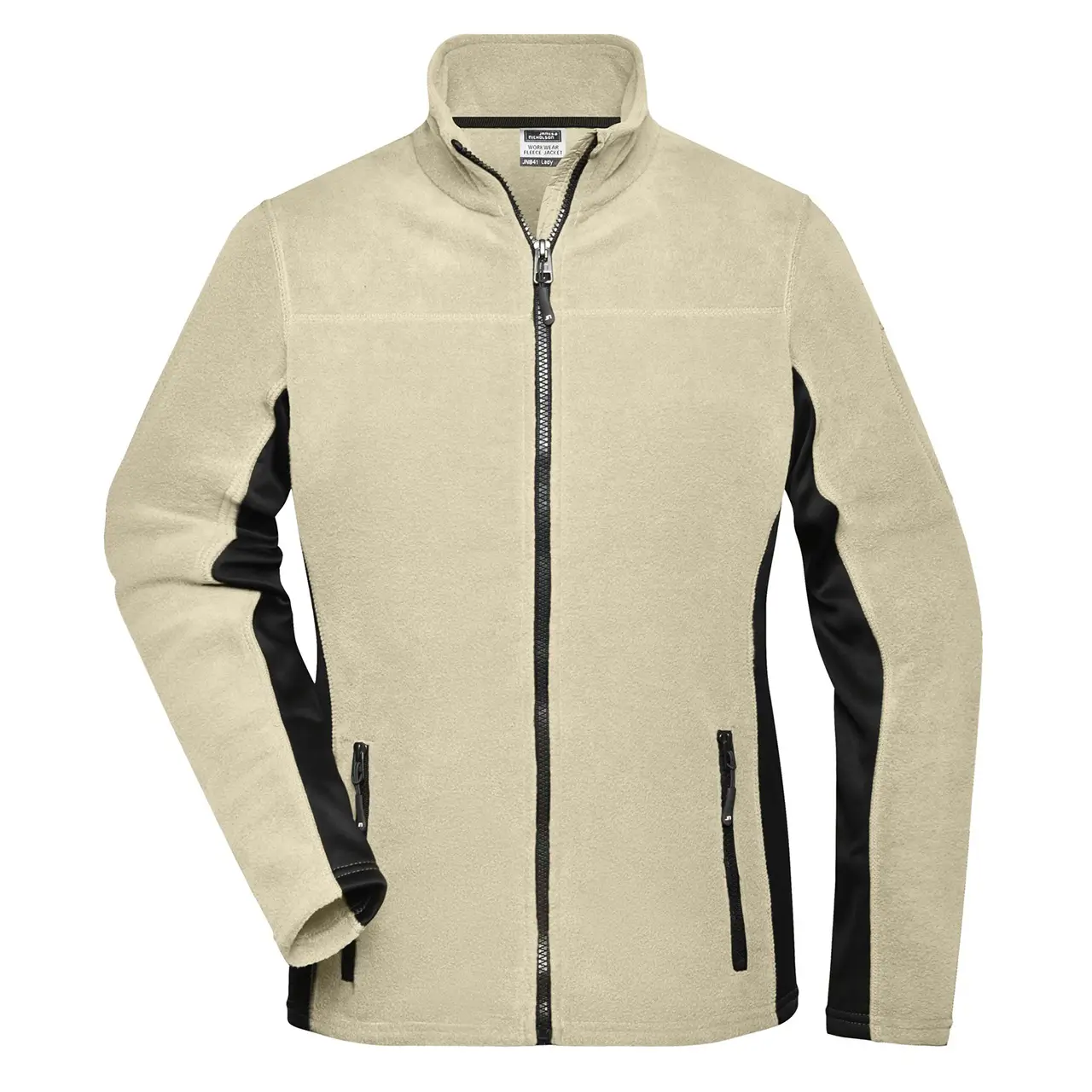 Frontansicht einer Daiber JN841 Damen-Arbeits-Fleecejacke,leicht tailliert, in stone-schwarz