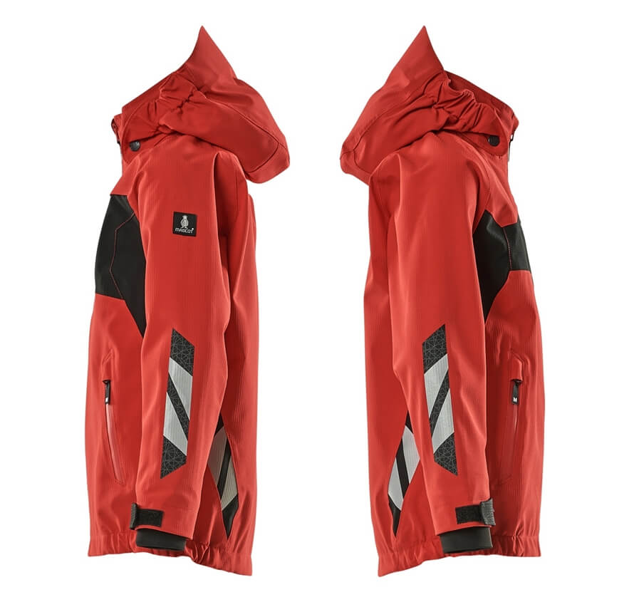 Mascot Kinder Hardshell Jacke seitenansicht in rot-schwarz,winddicht und wasserabweisend,Artikel nummer 18901-249-20209