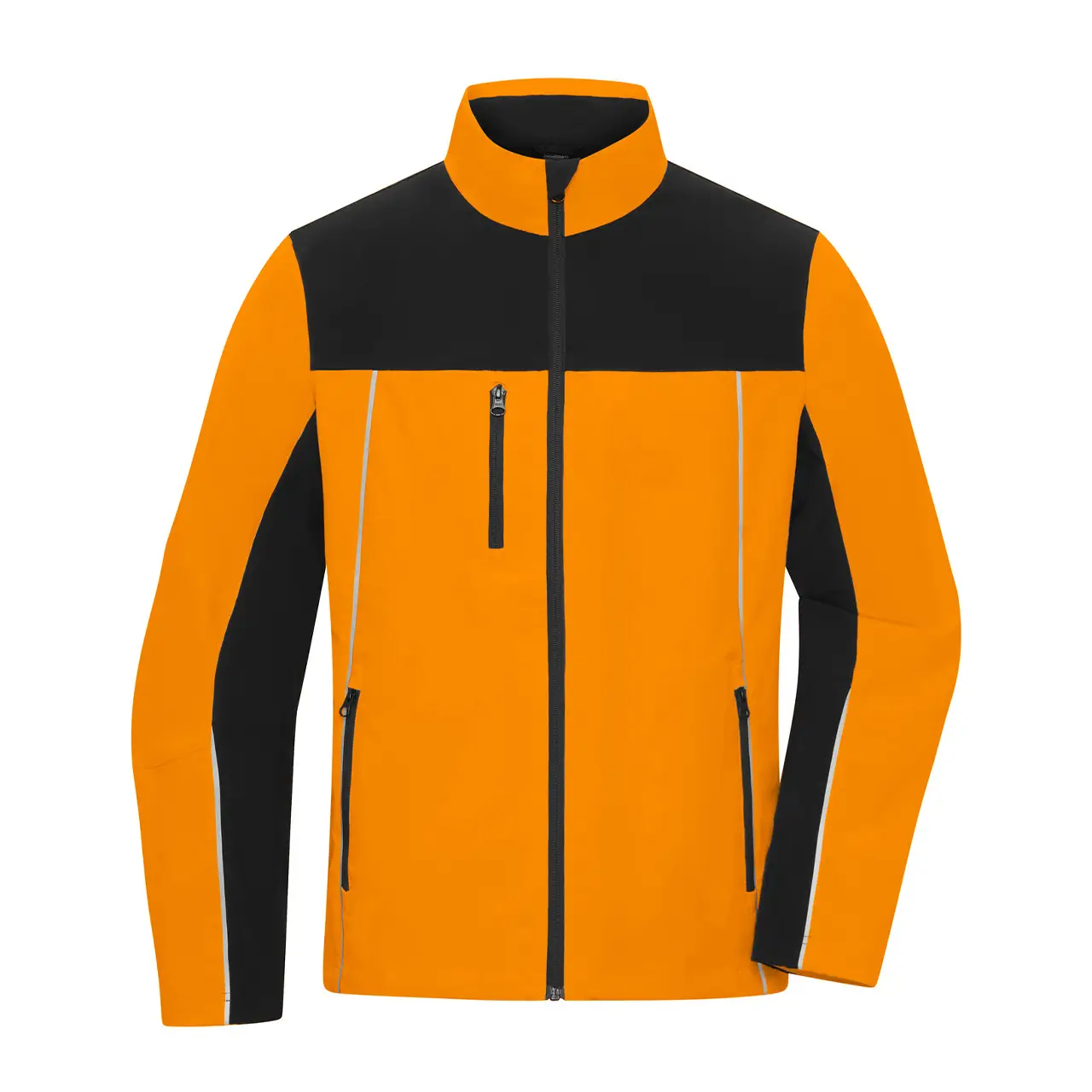 Arbeitsjacke von vorne, in neonorange/schwarz, mit reflektierenden Elementen Dainer JN1854