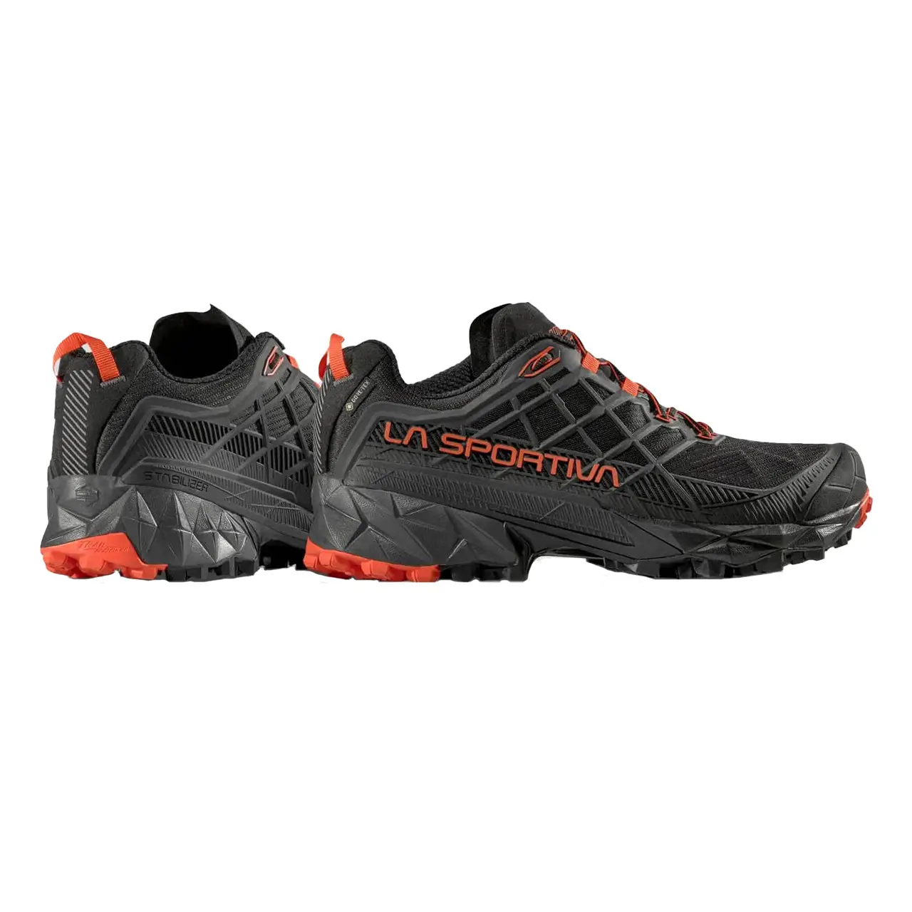 Paar La Sportiva Akyra II GTX Herren Wanderschuhe in Black Cherry Tomato, Seitenansicht