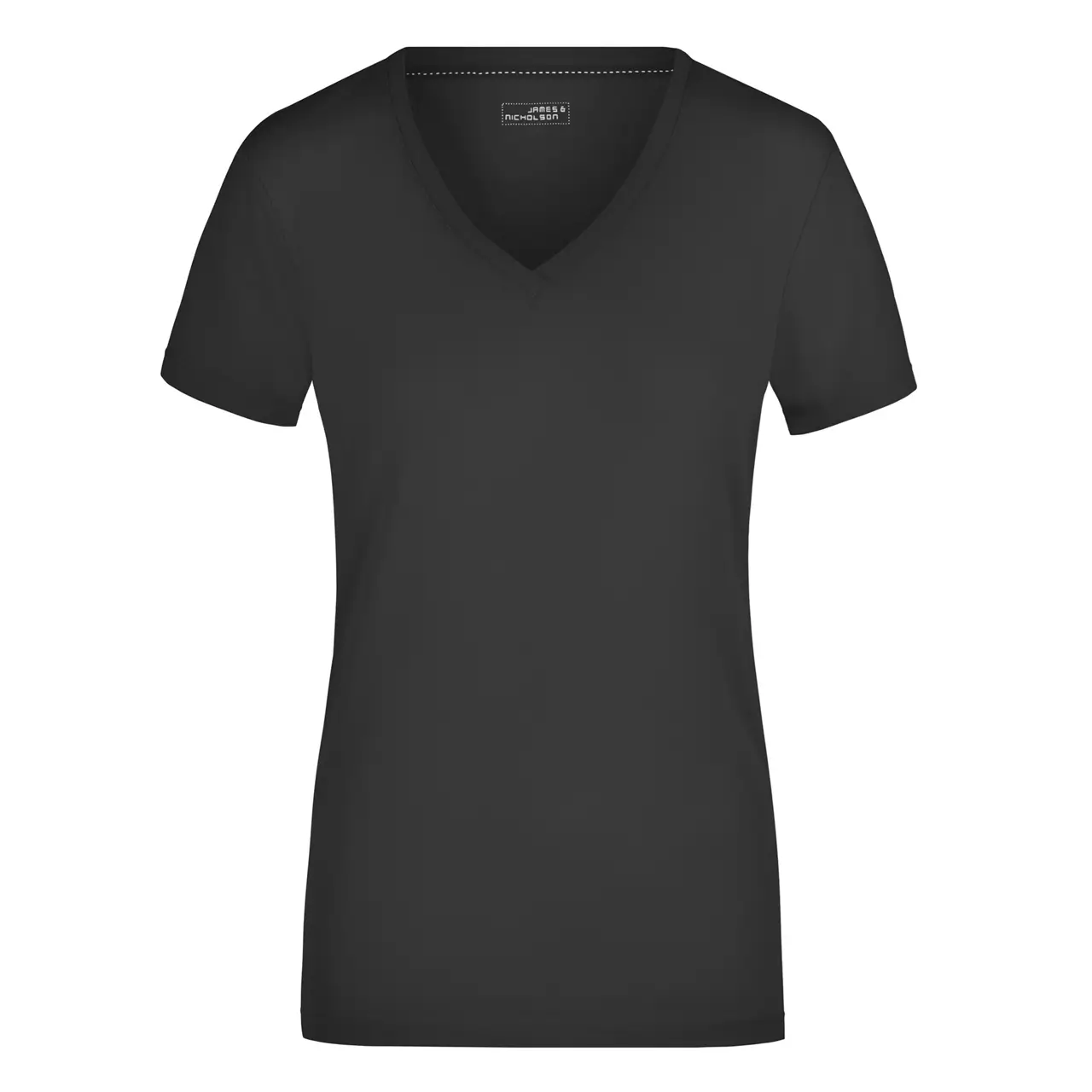 Frontansicht des Daiber JN928 Damenshirts in schwarz mit V-Ausschnitt, lockerem Sitz und hochwertigem Baumwoll-Elasthan-Mix