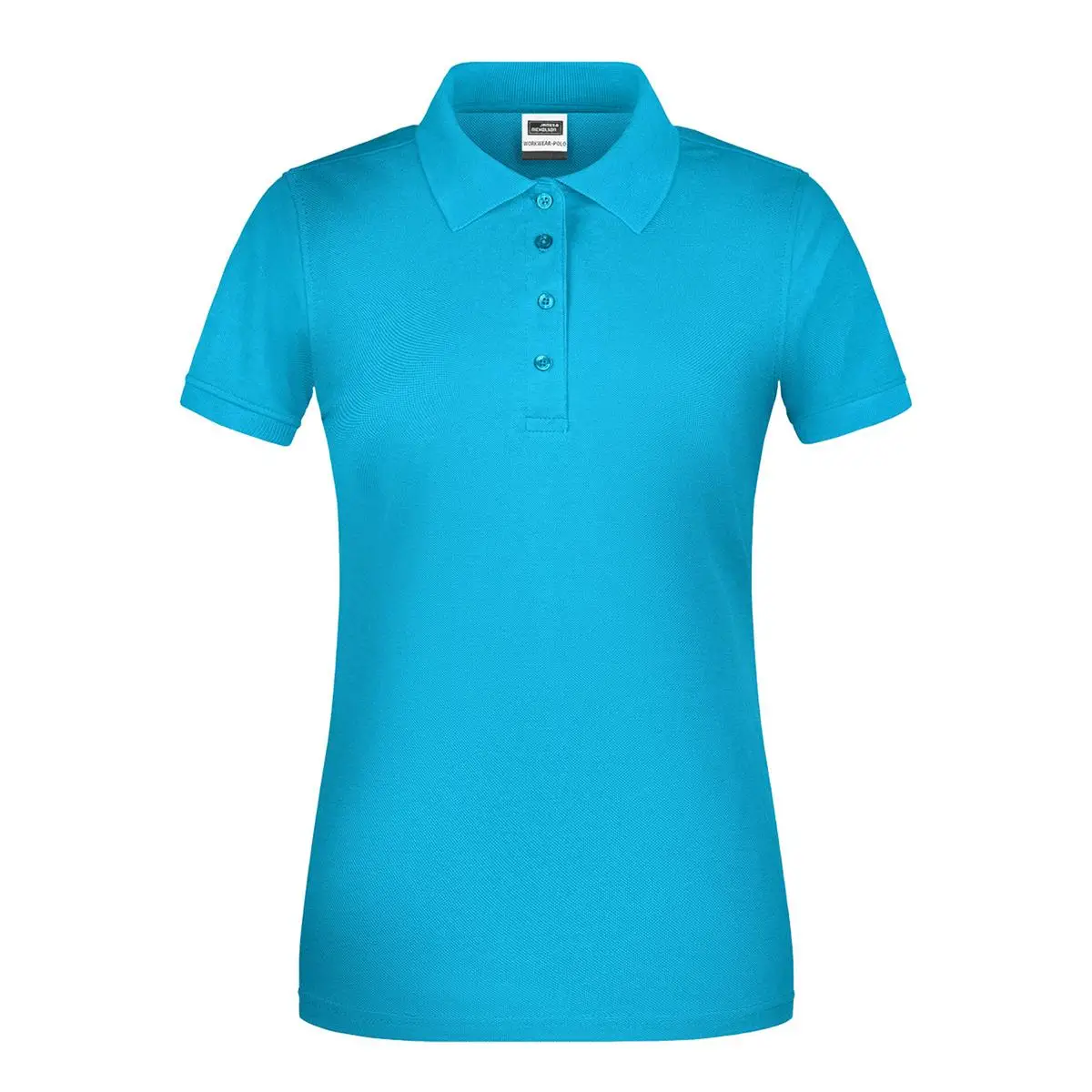 Arbeits Poloshirt Damen, strapazierfähig Daiber JN873, Farbe türkis, Vorderansicht hinter weissen Hintergrund